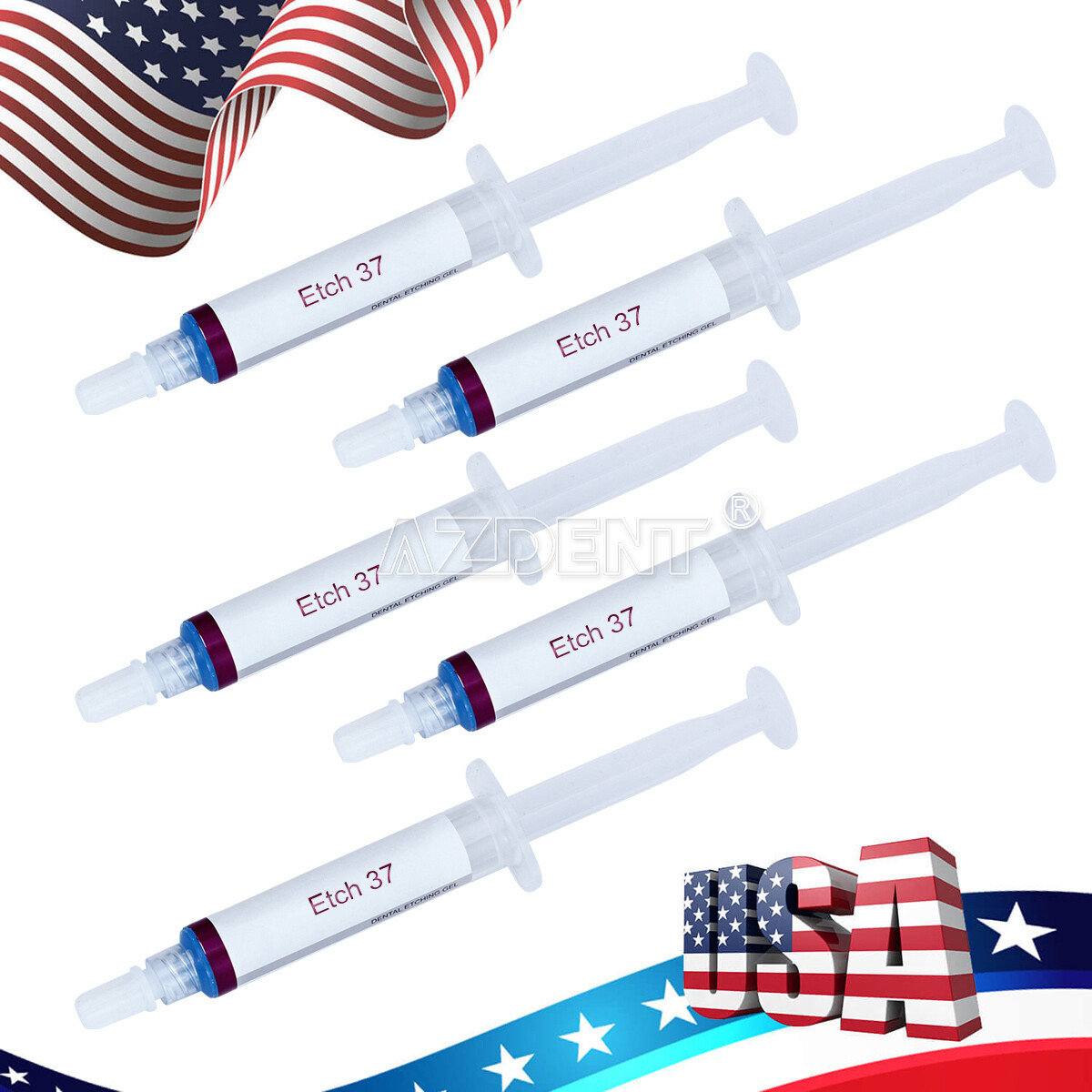 Dental Etchant Gel 37% Acid Etching Silica Gel 5ml With 3 tips 5 ml/syringe USA