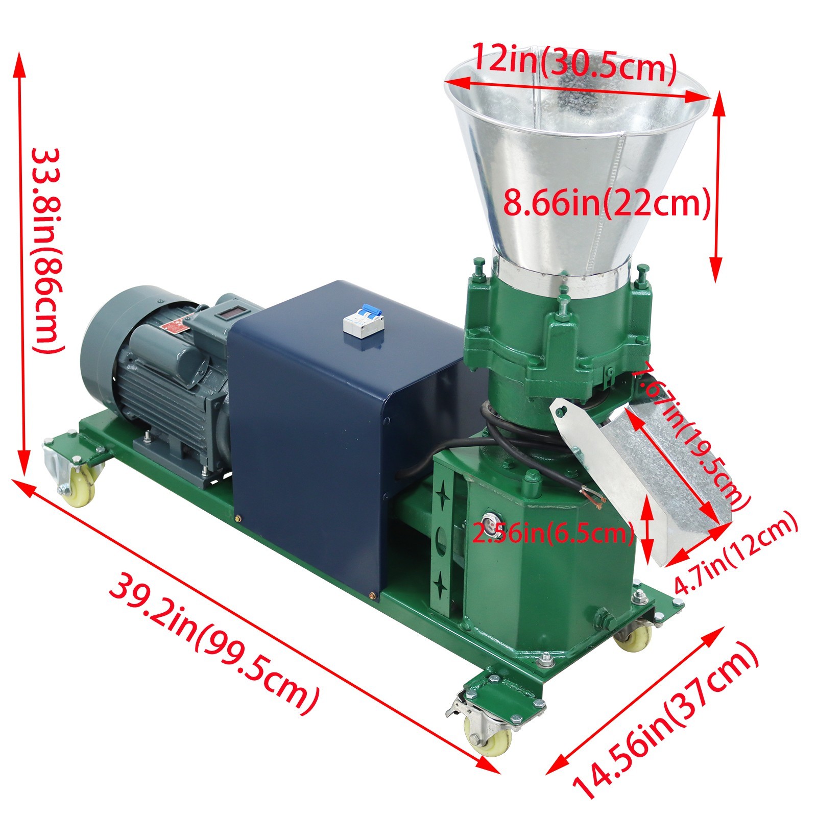 10mm Farm Animal Feed Pellet Mill Machine 4 Head Press Roller 150-200KG/h 220V