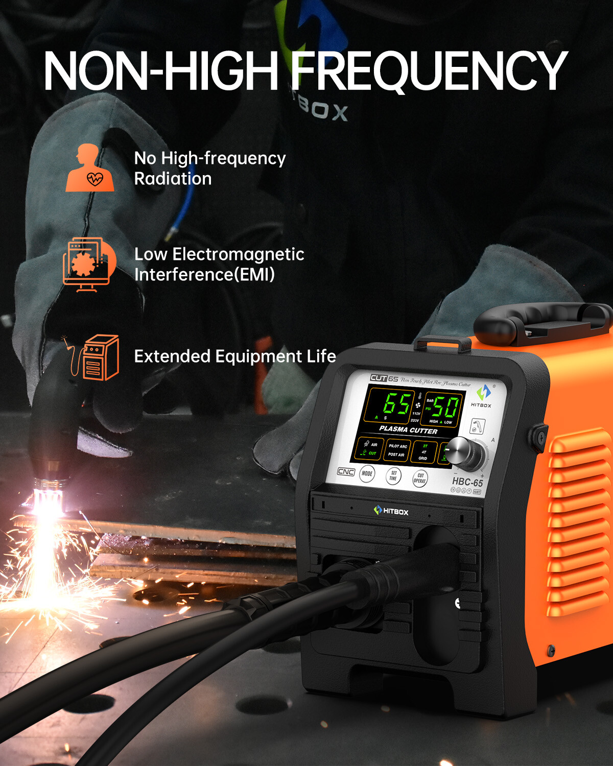 Hitbox 65A Plasma Cutter Non-Touch Pilot Arc Portable Cutting Machine Home Use