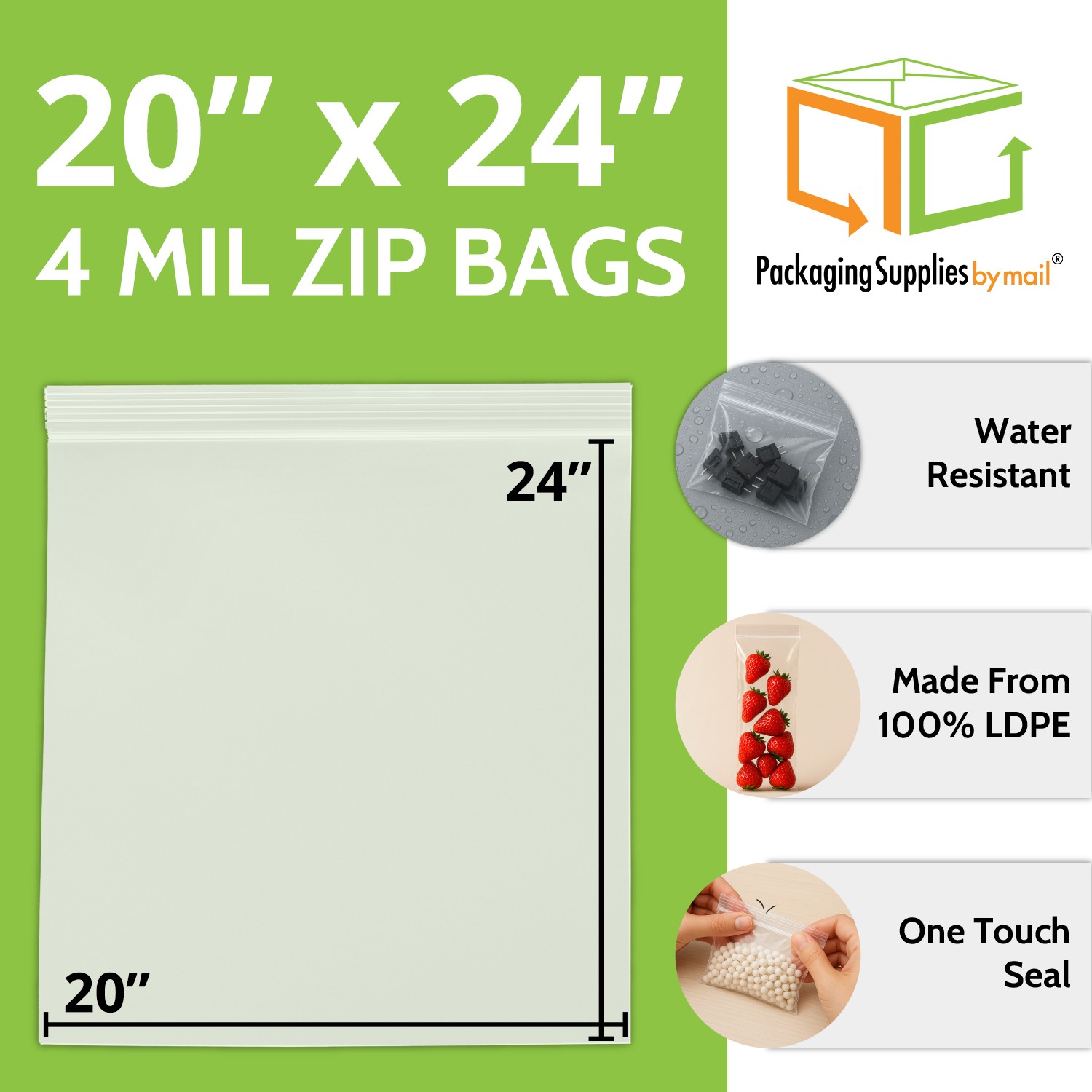 250 Pieces 20″ x 24″ Zipper Bags Clear 4 Mil Plastic Bags With Zip Seal Closure
