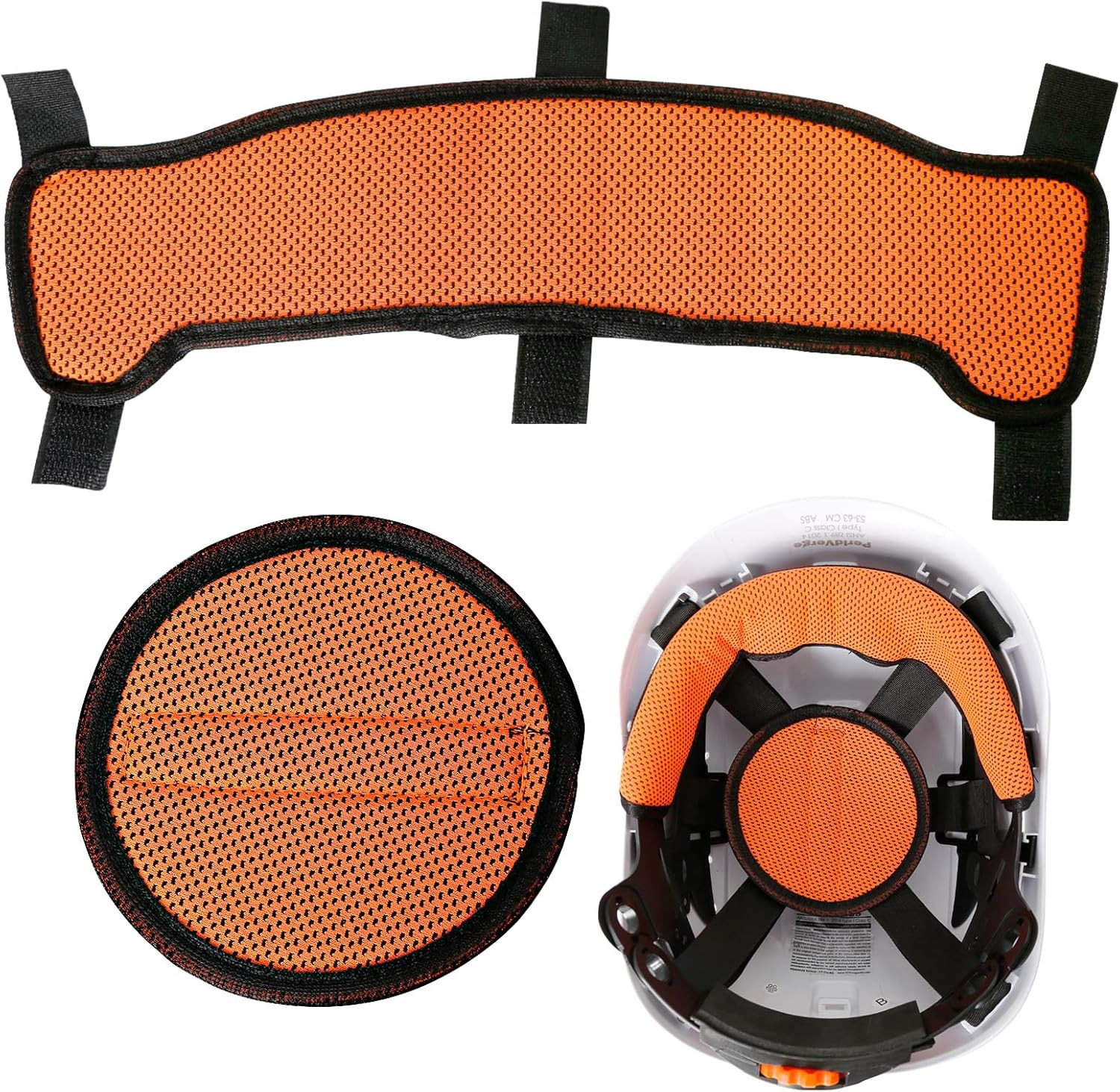 Hard Hat Sweatband and Top Pad – 1 Set Washable Hard Hat Sweat Bands with Helmet