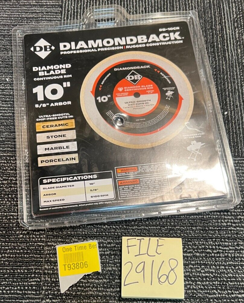 DIAMONDBACK DB-10CR Wet Cut Diamond Blade Concrete Continuous Rim 10-inch