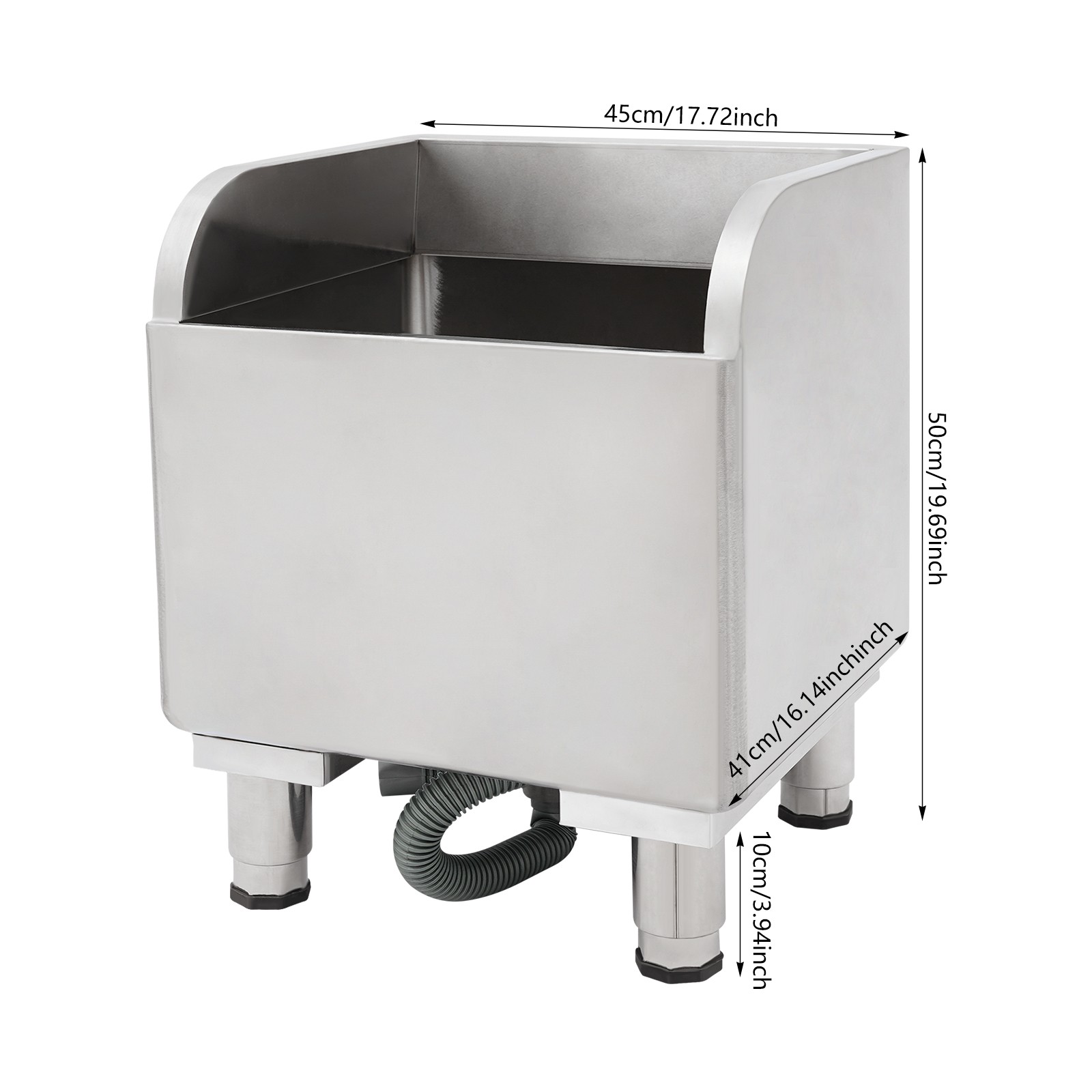 Stainless Steel Mop Service Basin, Floor Mount Mop Sink 17.72*16.14*19.69 in