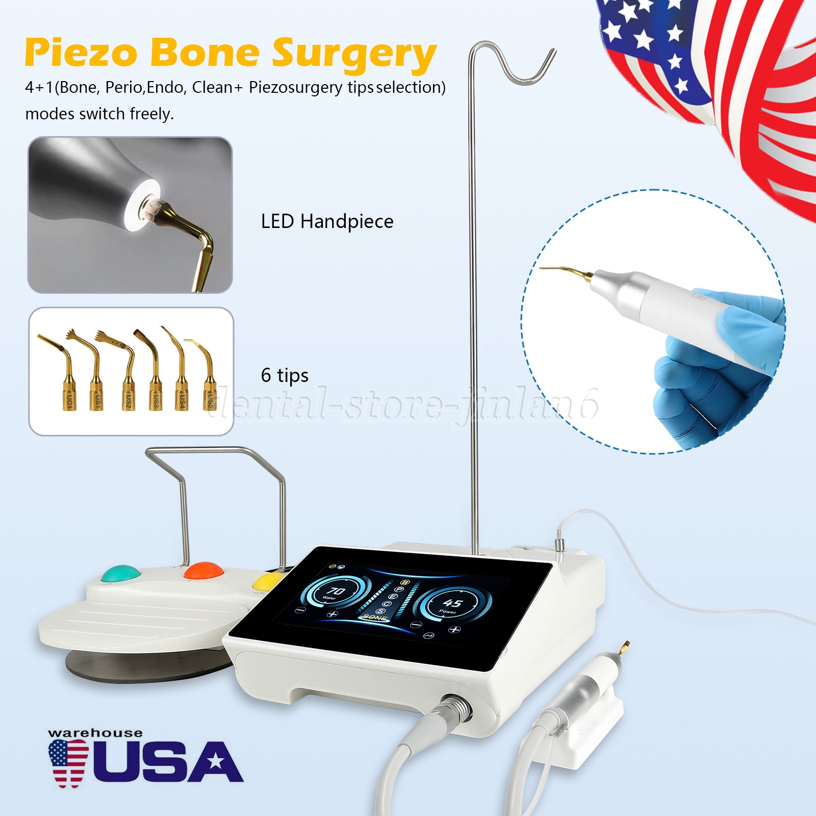 Dental Surgery Piezo Bone Surgery Ultrasonic Bone Cutter With Handpiece Tips