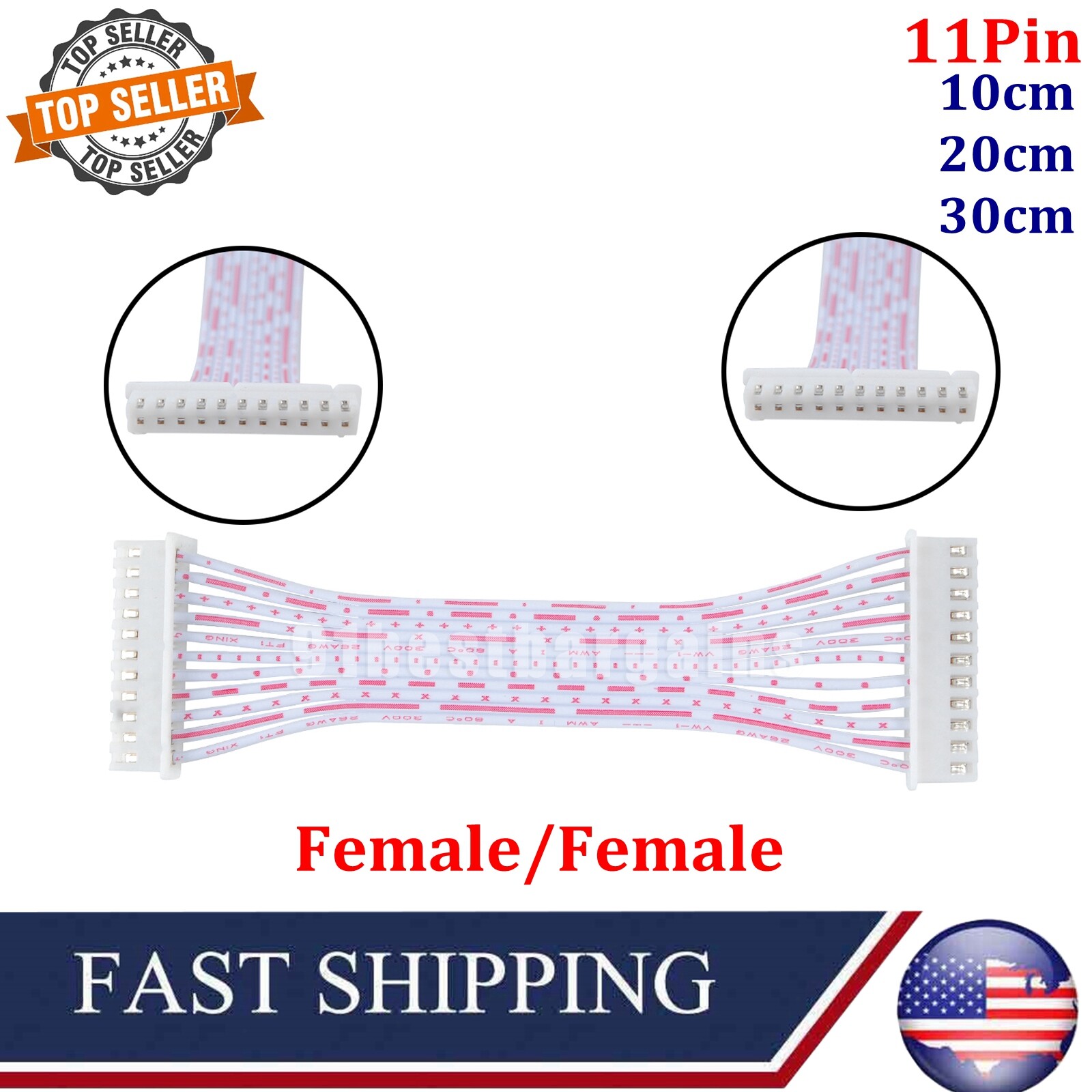 JST XH2.54mm 11 Pin Pitch Connector Cable Female to Female PCB Wire 10/20/30cm