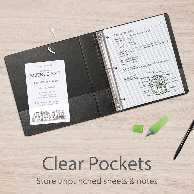 Durable 2 Inch View Binders W/ Easy Open D Rings Extra Storage Notes 4-Pack New
