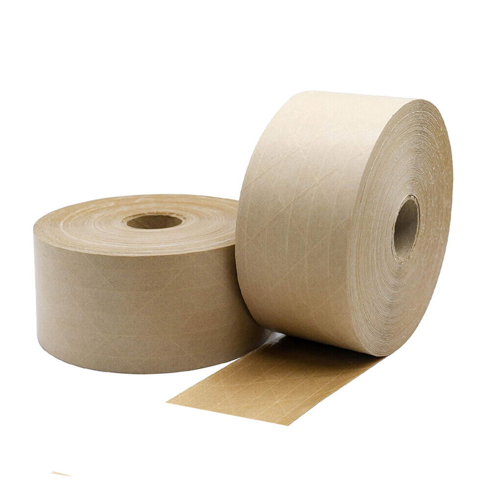 70mm x 1000′ Wolverine Water Activated Gum Tape 5.5 Mil Kraft Tape 192 Rolls