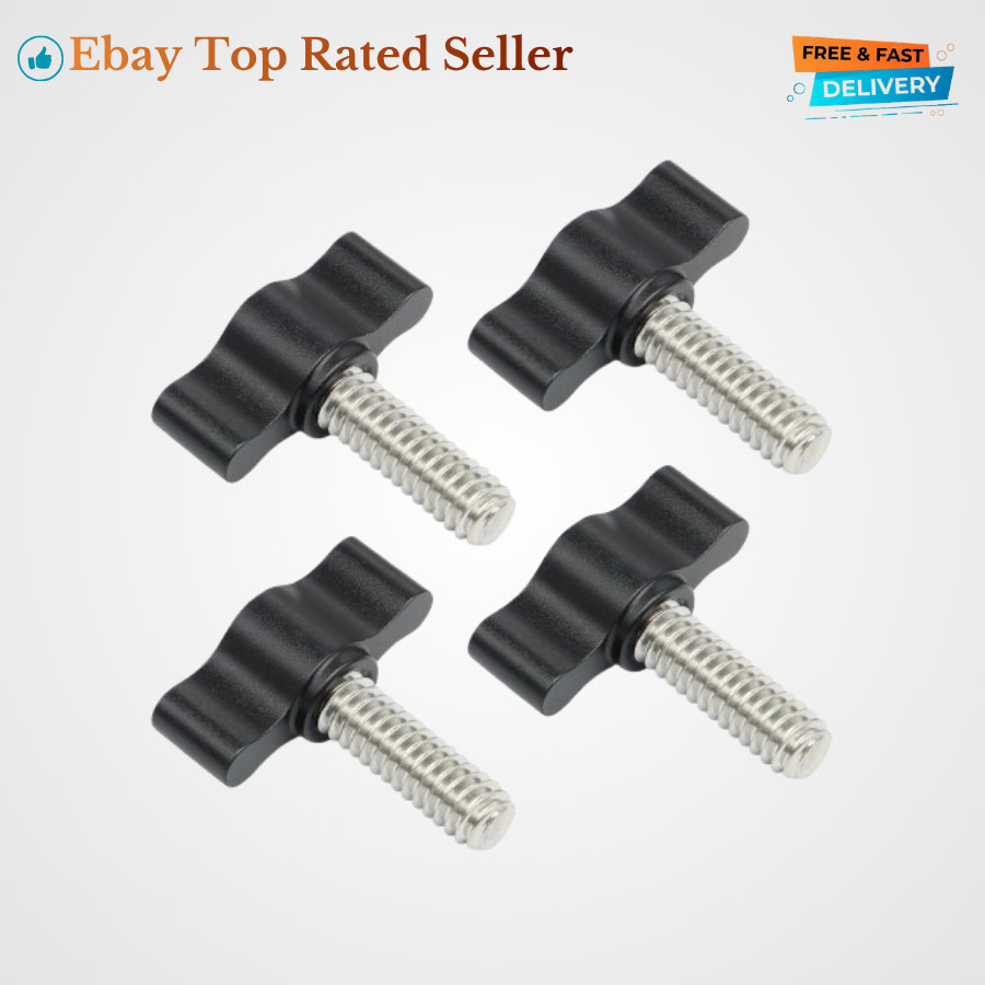 4 Pieces 1/4″-20 X 3/4″ Threaded Thumb Screw, Stainless Steel Standard/Coarse