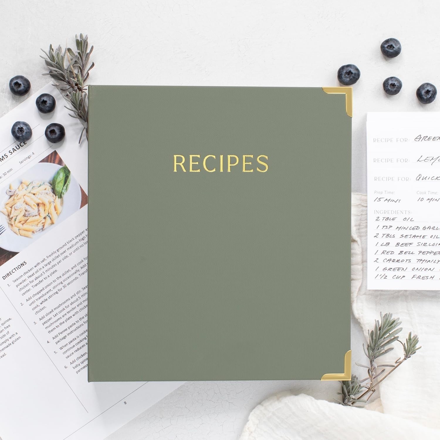 Aesthetic Recipe Binder with Polyester Waterproof cloth Cover – The Perfect R…