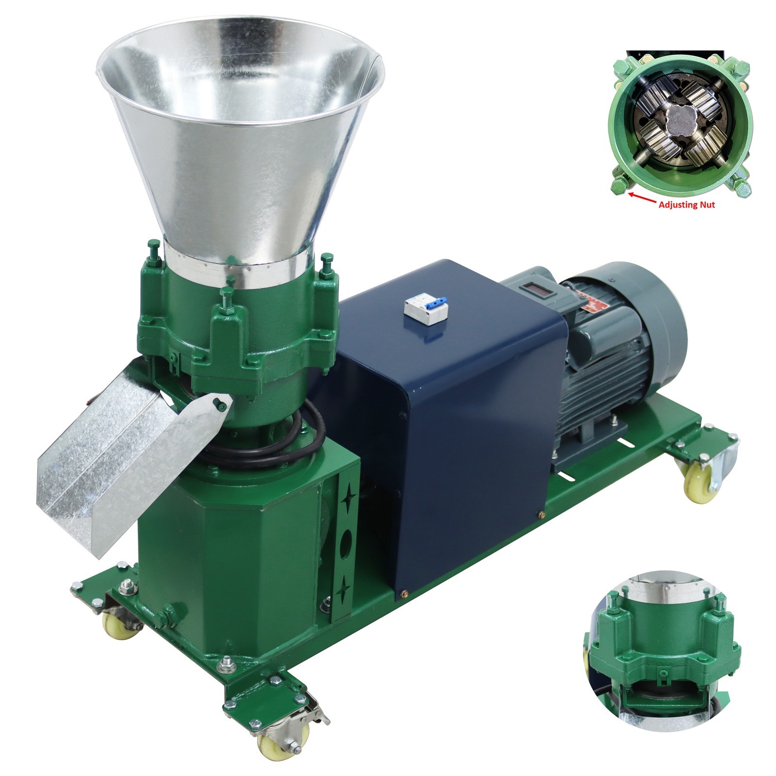 10mm Farm Animal Feed Pellet Mill Machine 4 Head Press Roller 150-200KG/h 220V
