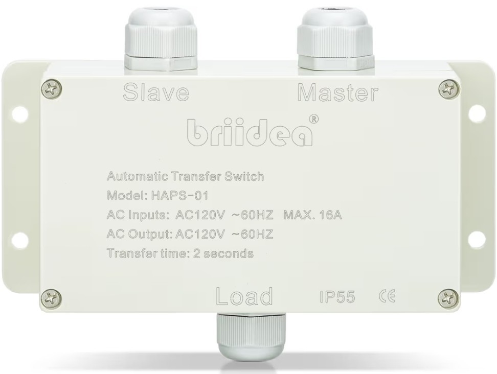 HAPS-01, Automatic Transfer Switch, Briidea 120 VAC 16 AMP ATS, AC120V -60HZ