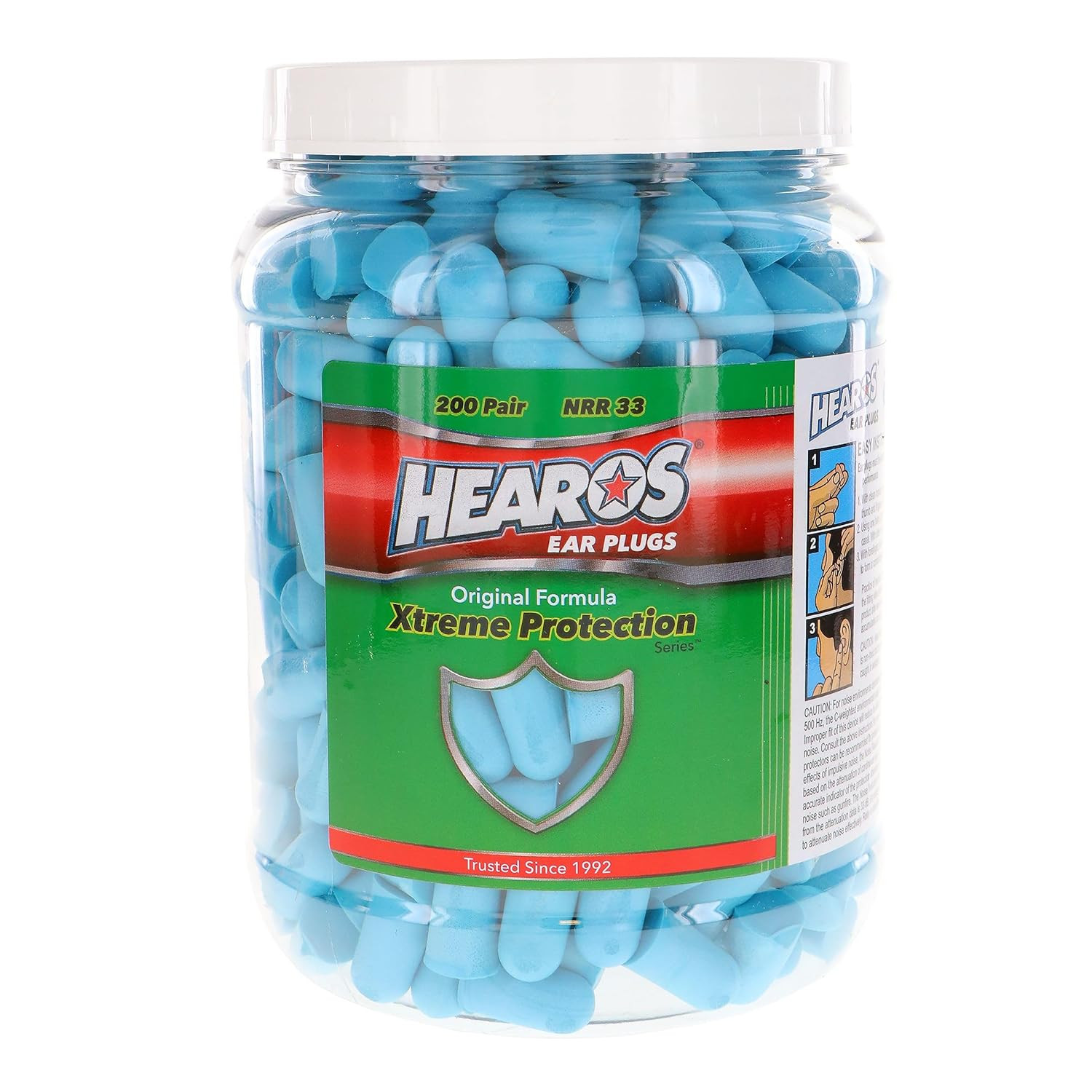 HEAROS Xtreme Foam Ear Plugs 200 Pairs 33dB NRR Noise Cancelling Sleeping Blue