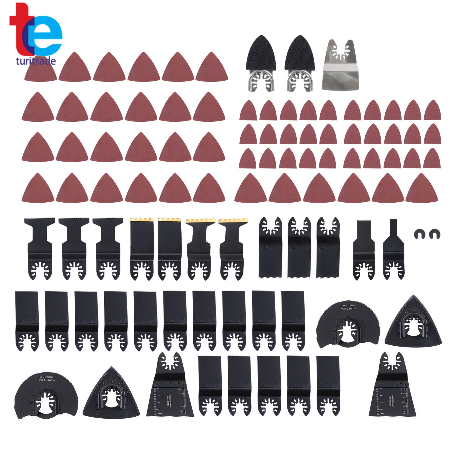98 Pcs Multitool Oscillating Saw Blades Kit Cutting Blades and Sandpaper
