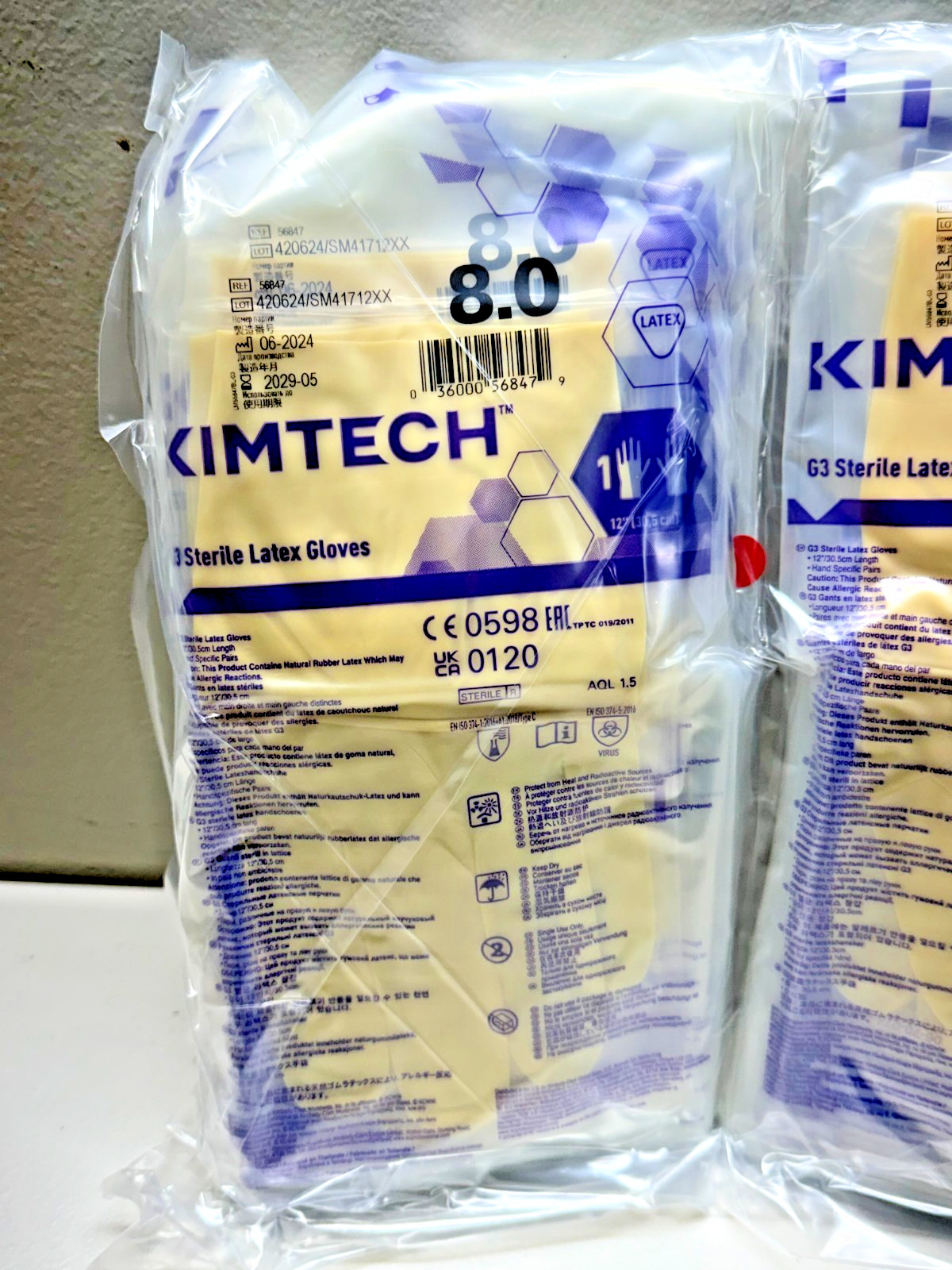 Kimtech G3 Sterile Latex Gloves 56847 Size 8 12″ Length 200Pairs/Case 2029-05