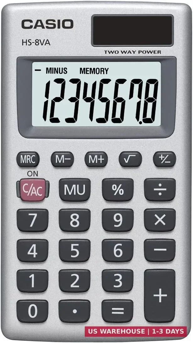 Mini 8-Digit Solar Calculator Pocket Size Portable Standard Function Silver NEW.
