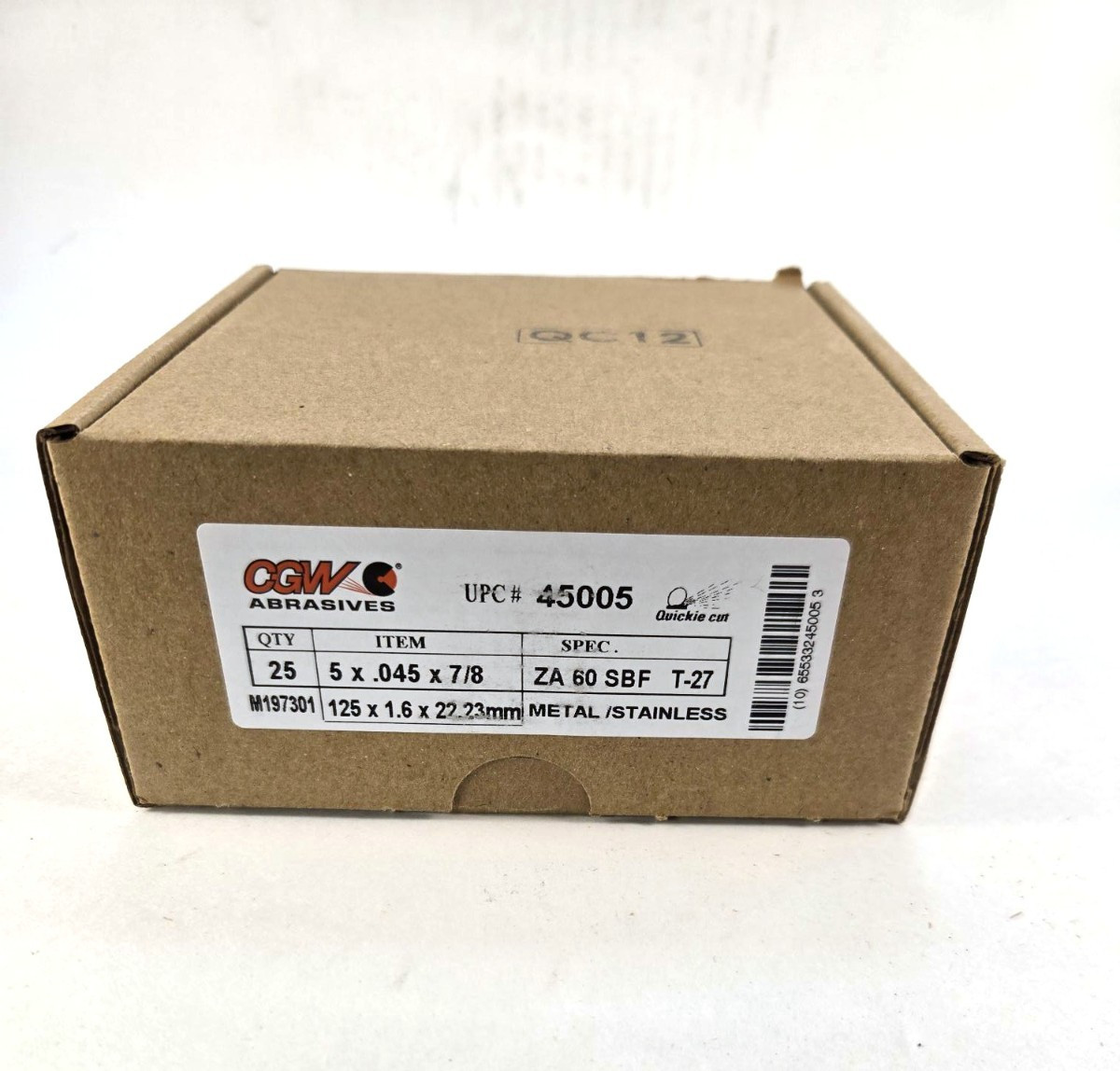 25 CGW Quickie Cut-Off Wheel 5″ x .045″ x 7/8″ 45005 Metal Stainless Steel