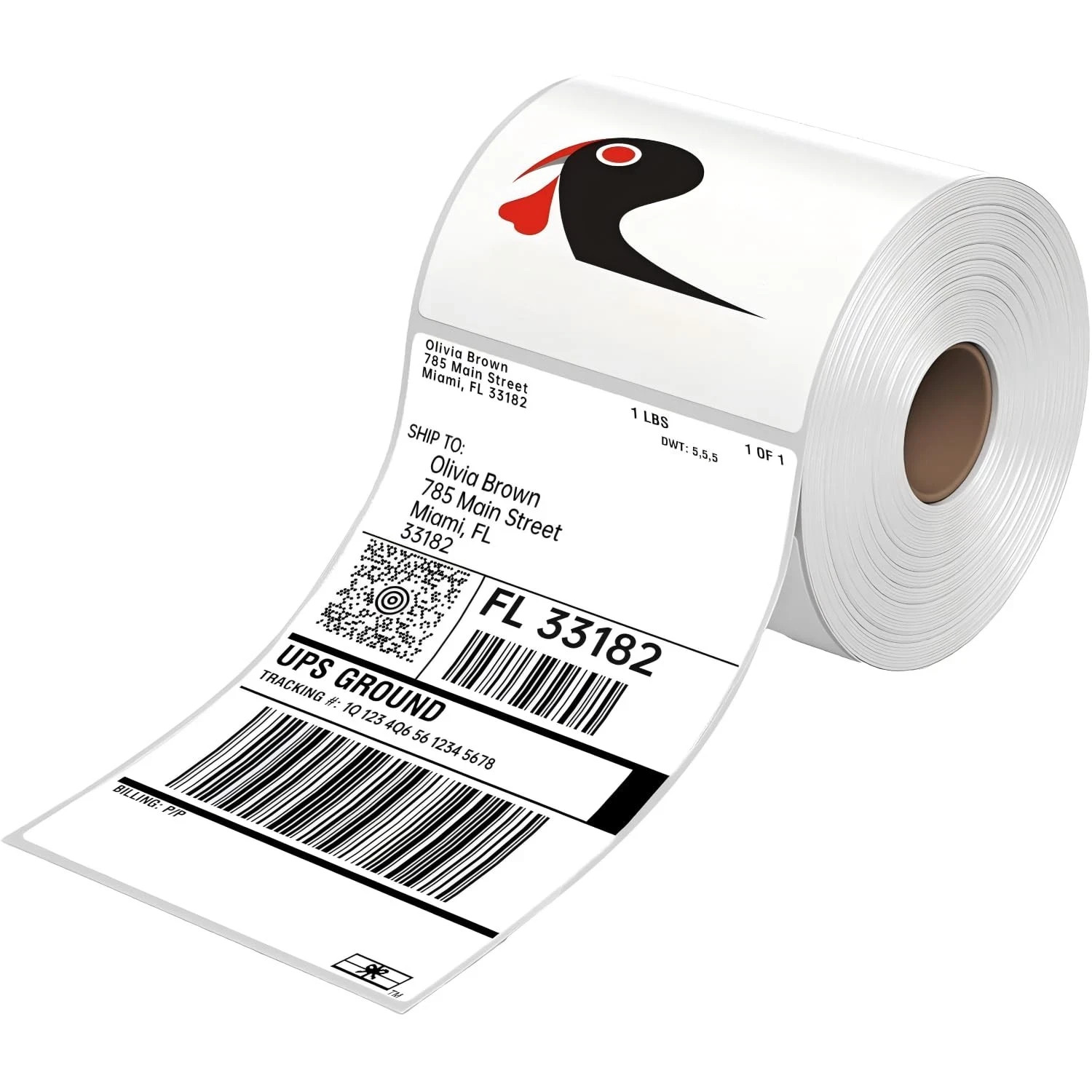 4×6 Thermal Labels 500/Roll, HUOJI Direct 1 Roll | 500 Labels, White
