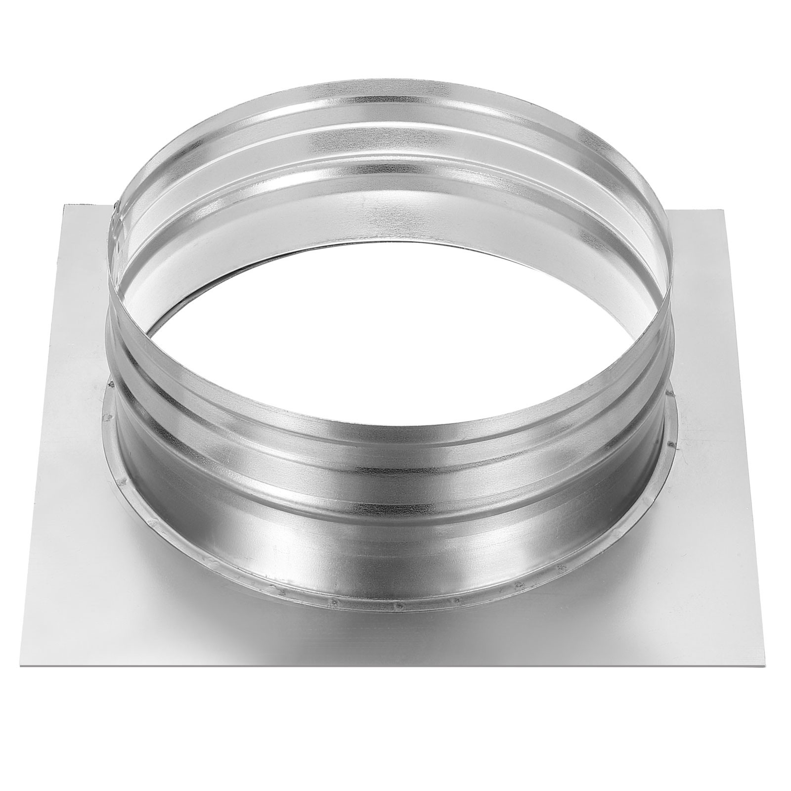8″ Duct Connector Flange Dryer Vent Wall Plate Square to Round Straight Silver