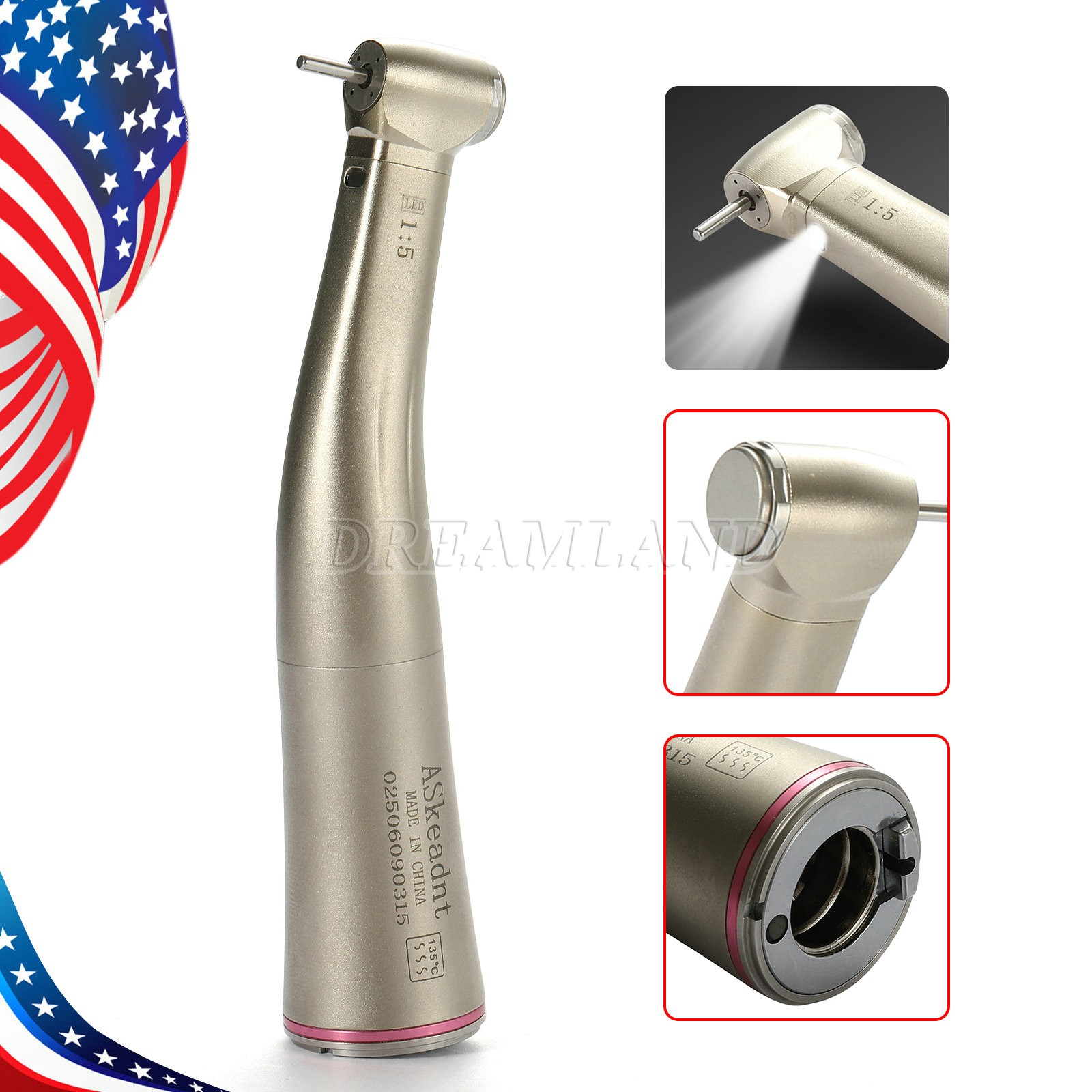 Dental 1:5 Fiber Optic Contra Angle Increase Handpiece/Cartridge Rotor Mini Head