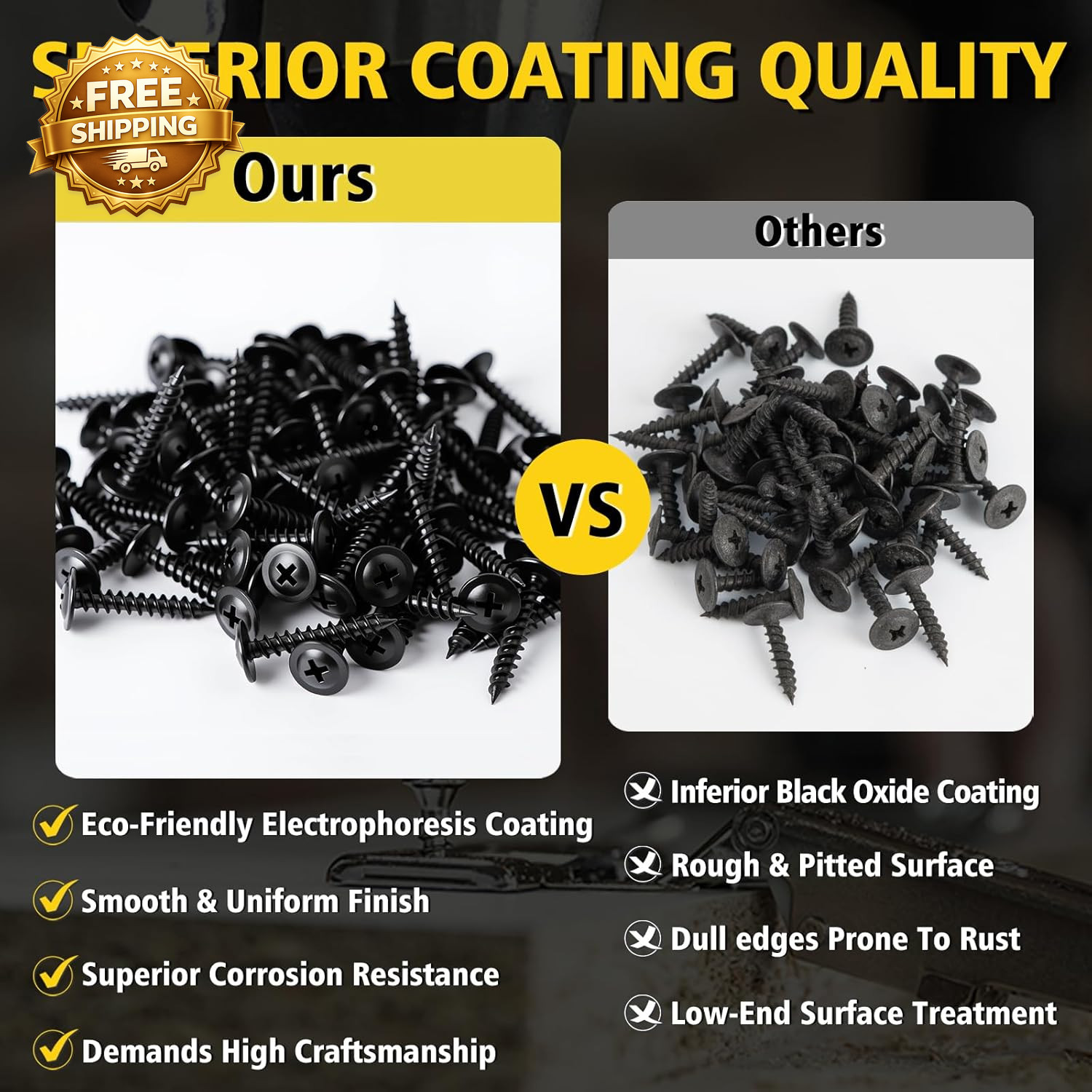 Wood Screws 1/2 Inch 160 PCS Premium Phillips Truss Head Black Wood