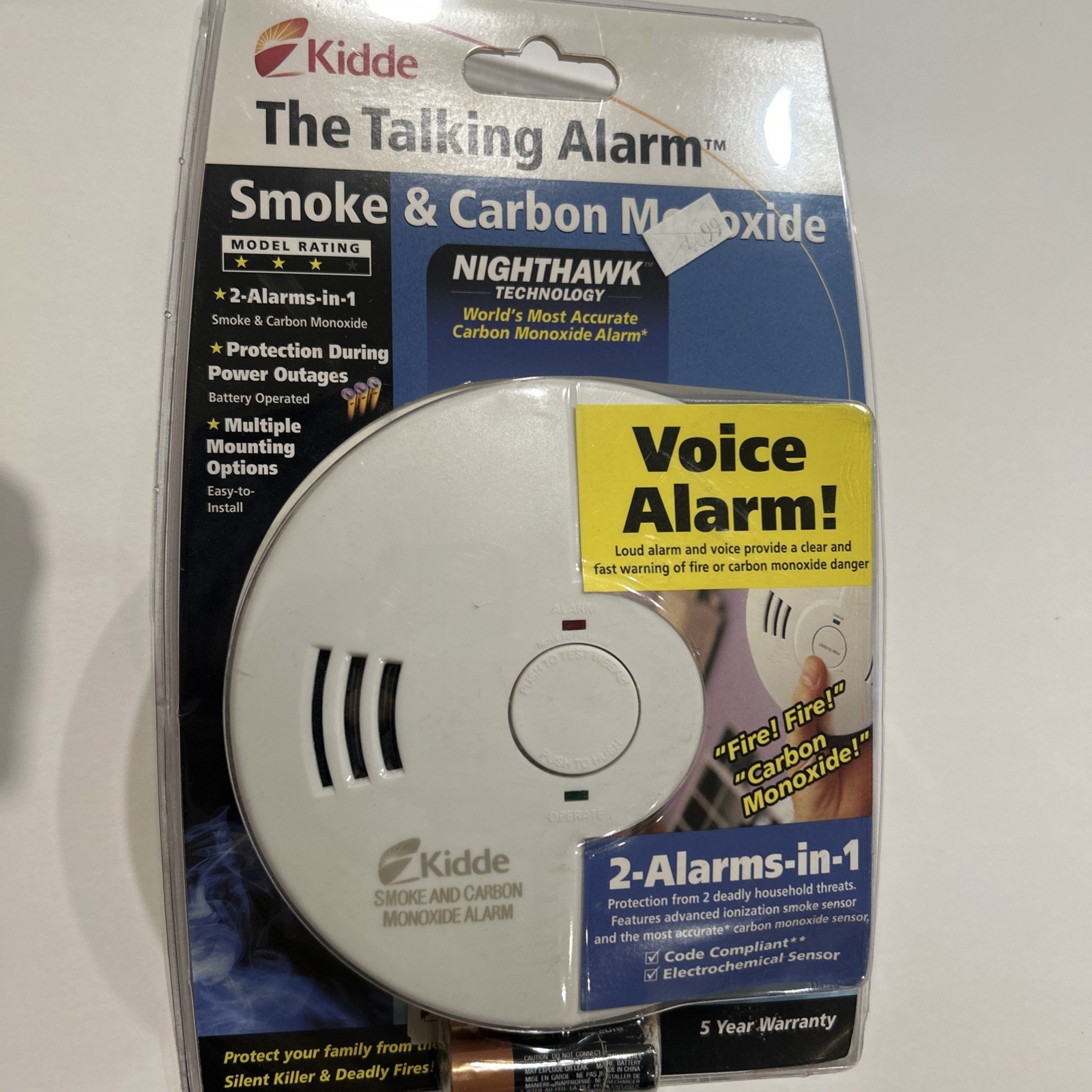 Kidde ‎KN-COSM-B The Talking Alarm Smoke, Fire & Carbon Monoxide Detector New!