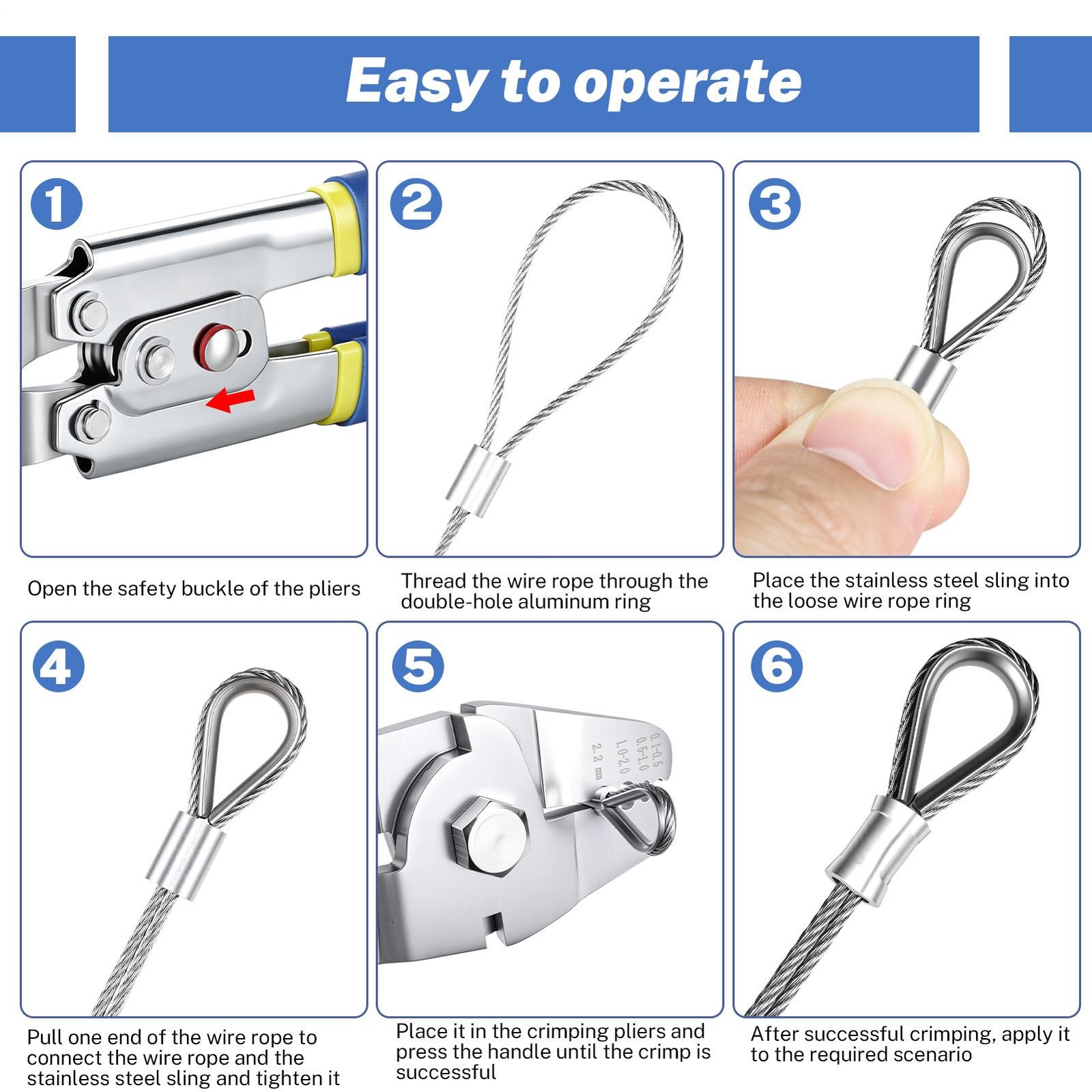 Wire Rope Crimping Tool Kit 328ft 1/16″ Stainless Steel Wire Rope Cable