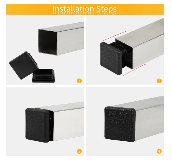 , 2 Inch 2×2 Square Tube End Cap Plastic Plugs 12 Pack, 2 Inch 2×2 Square Tubing