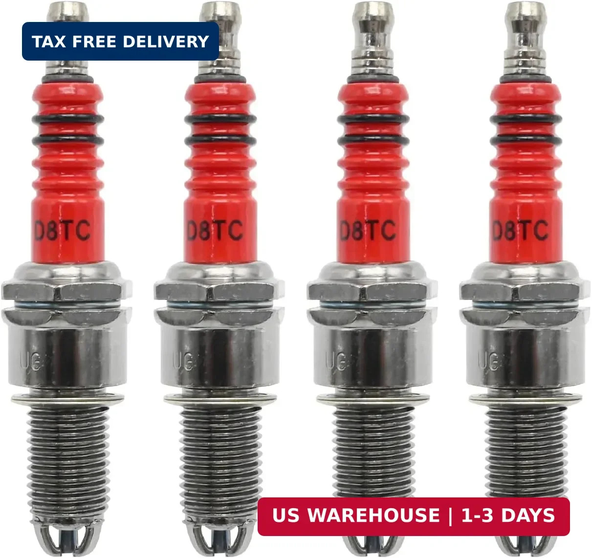 4 Pack D8TC 3 Electrode Spark Plug Replacement for CG 125cc 150cc 200cc 250cc CF