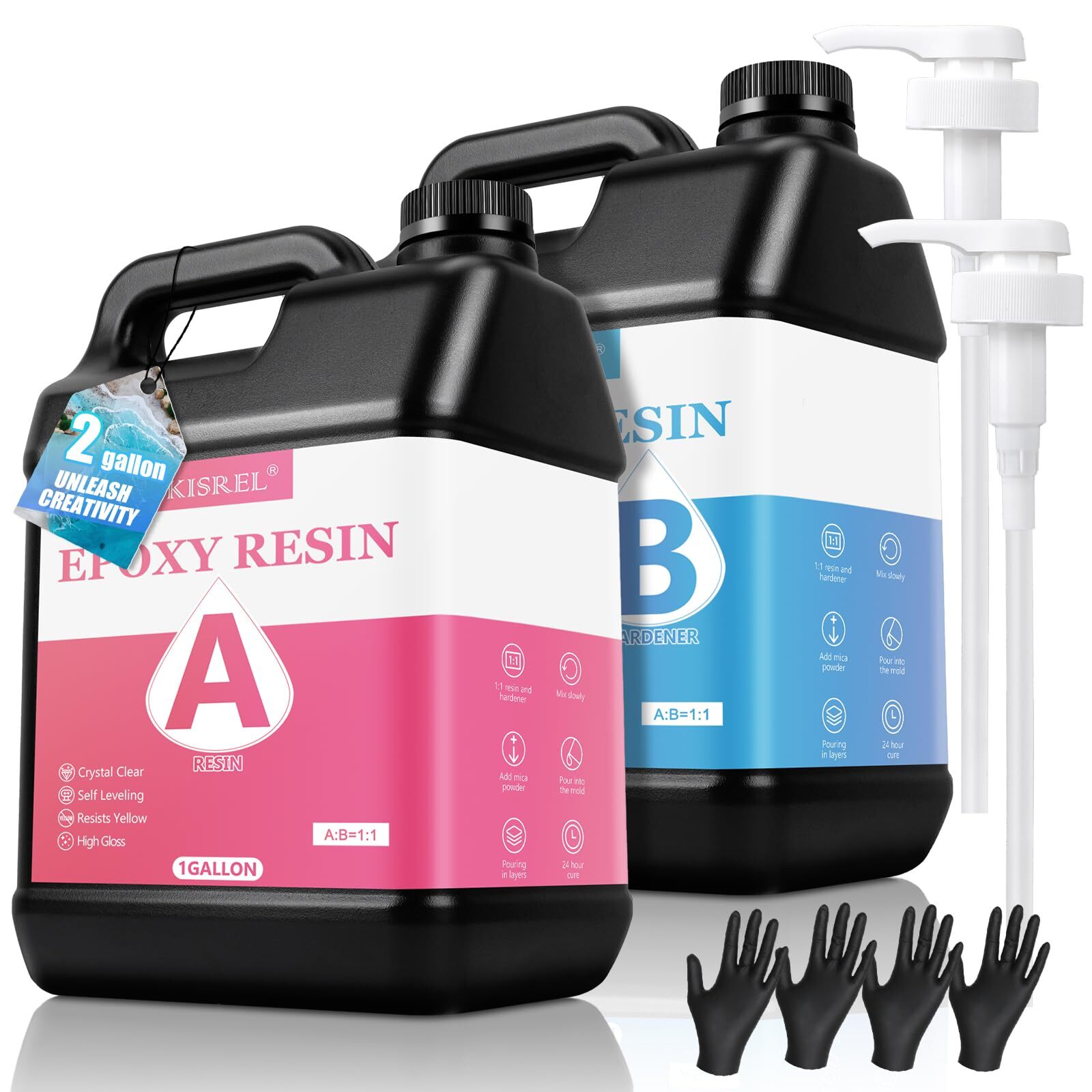 Crystal Clear Epoxy Resin Kit 2 Gallon – No Yellowing No Bubbles for Crafts