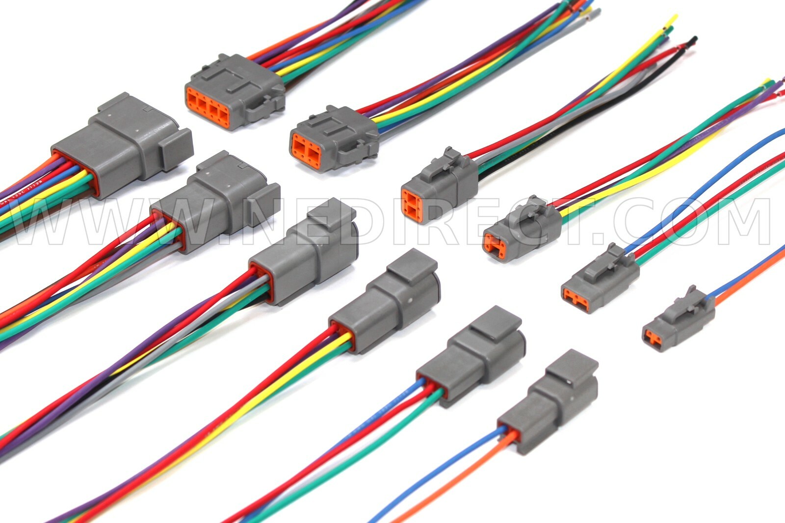 6″ Assembled Deutsch DTM 2,3,4,6,8,12 Pin 16, 18 & 20 AWG waterproof connector
