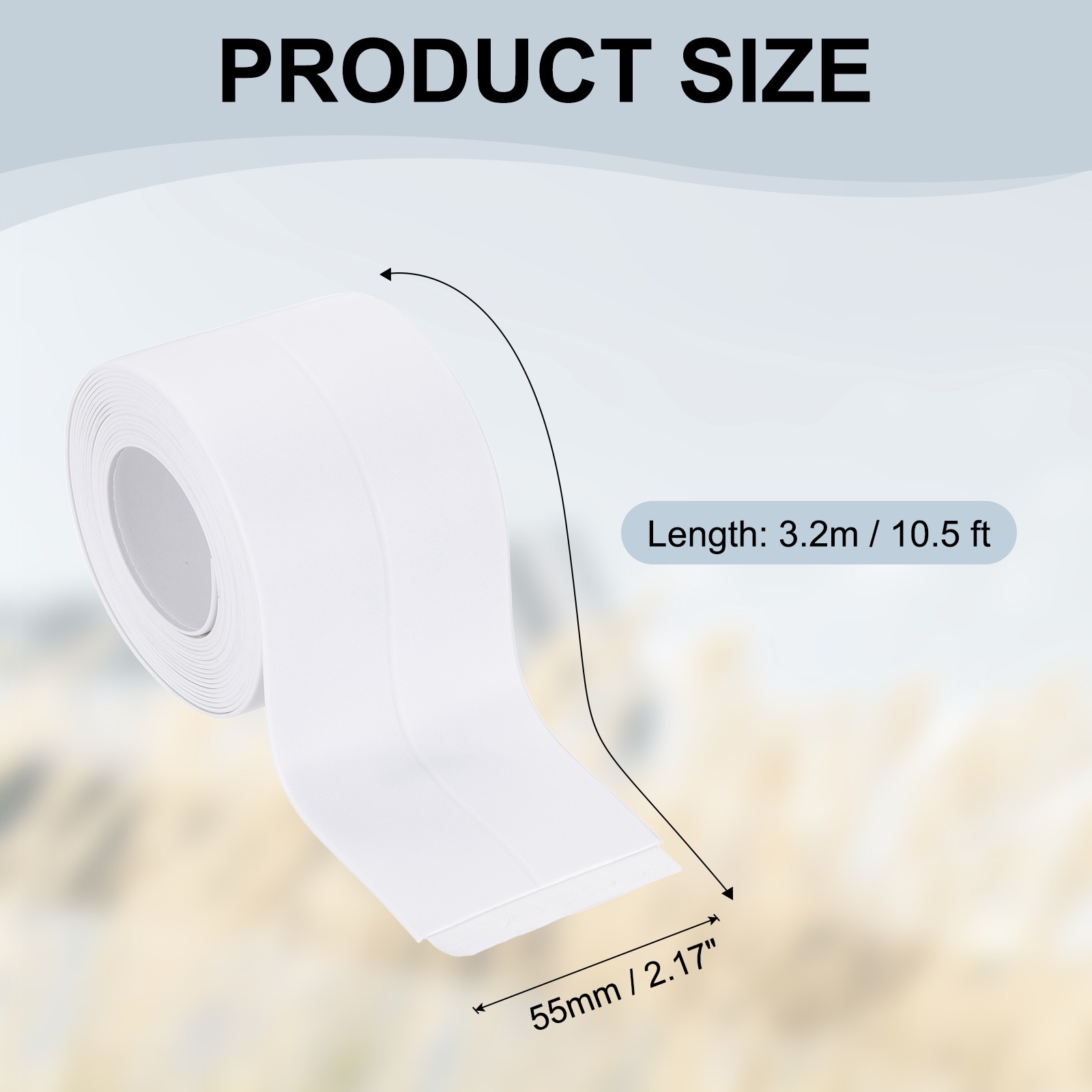 2″ x 10.5 ft Caulk Tape Caulk Strips Self Adhesive for Bathroom White
