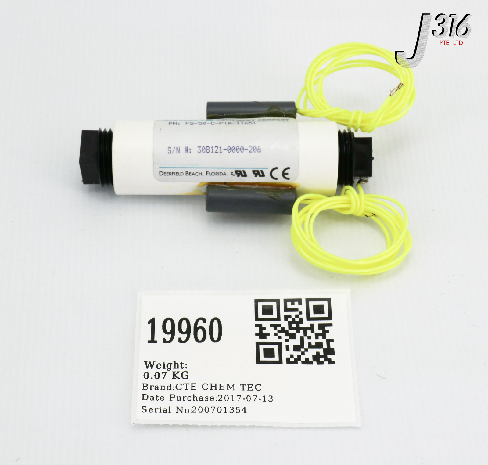 19960 CTE CHEM TEC NON-ADJUSTABLE PVC LPM (GPM) FlOW FS-50-C-P (A-1165)