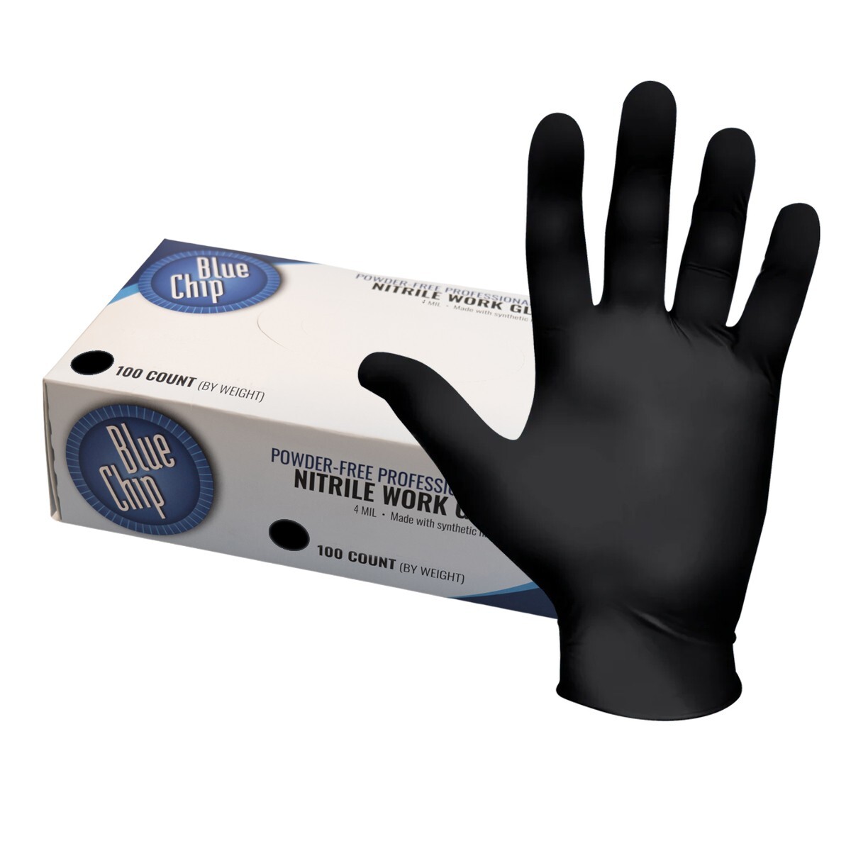 Blue Chip 2003BK-M, 4-Mil, Black Nitrile Exam Glove, Medium, 100 pair, FREE SHIP