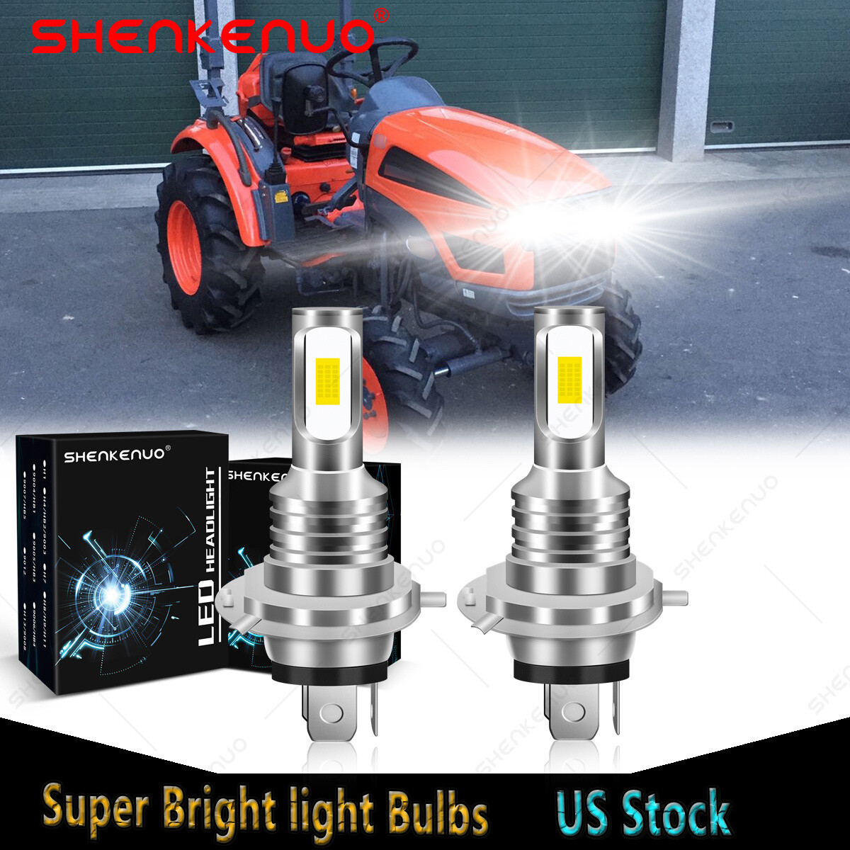 6000K LED Headlight bulbs for KIOTI CK20 CK25 CK27 CK30 DK35 DK40 DK45 DK50 DK65