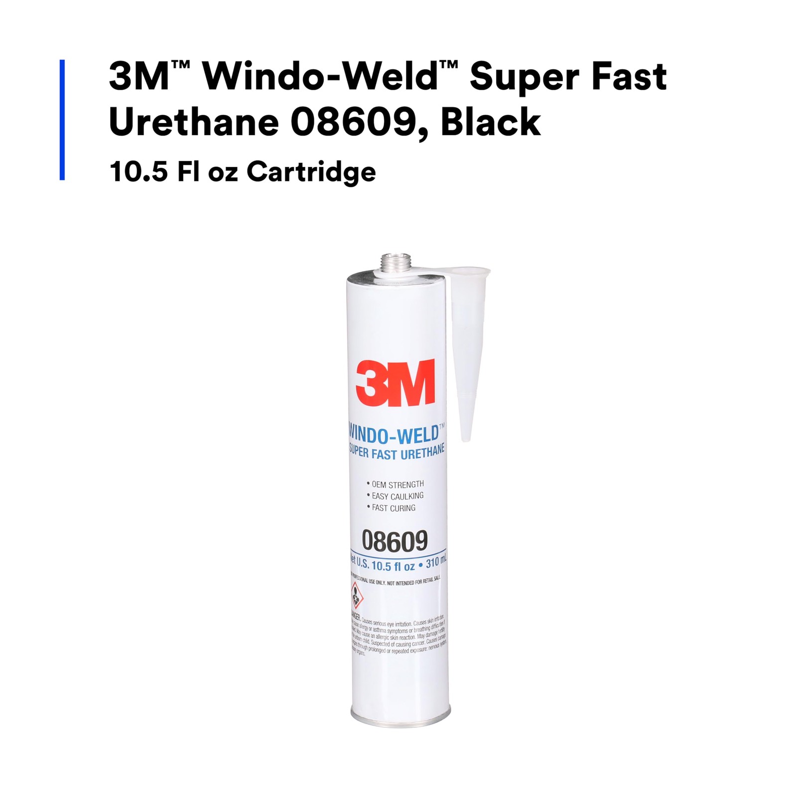 3M 08609 Window-Weld Super Fast Urethane Windshield 10.5 Ounce, Black