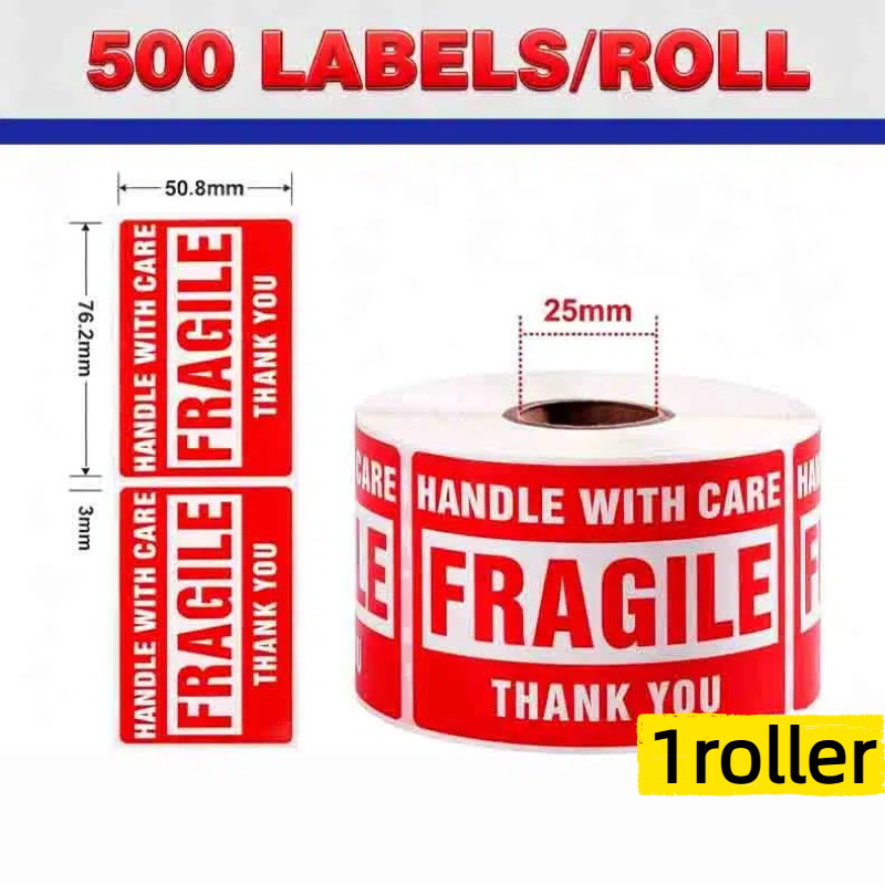 Fragile Stickers 1 Roll 500 2×3 Fragile Label Sticker Handle With Care Mailing