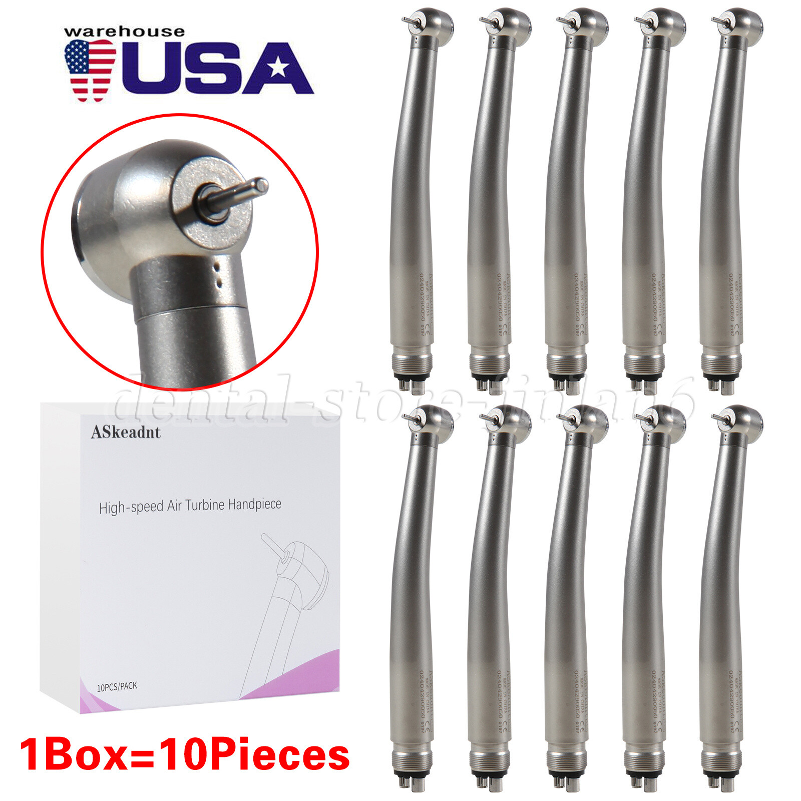 4 Hole Dental High Speed Handpiece Large Head Single Water Spray Air Turbine 10