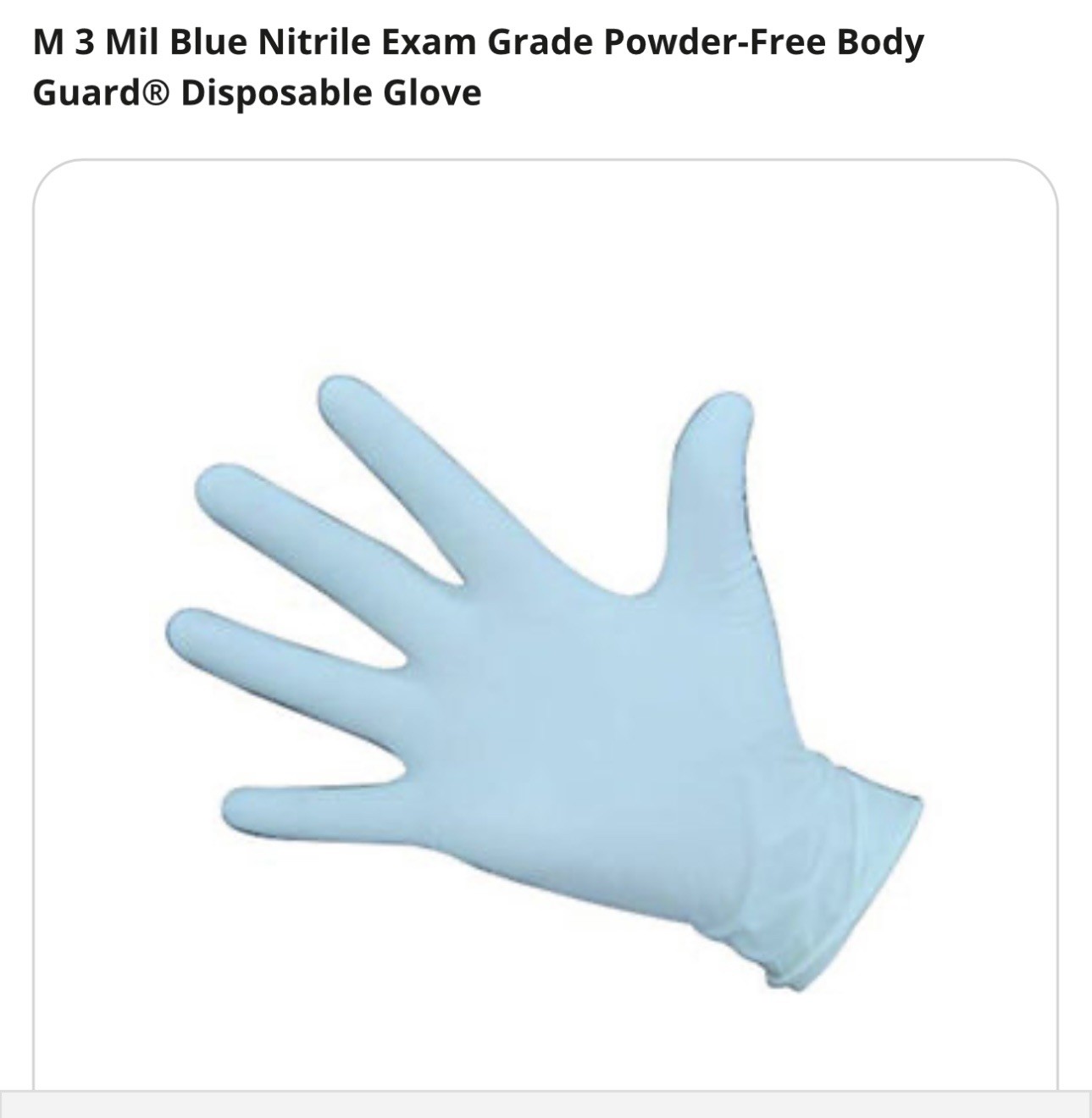Med Blue Nitrile Exam Grade Powder-Free 3Mil BodyGuard® Disp Glove Case Qty:1000