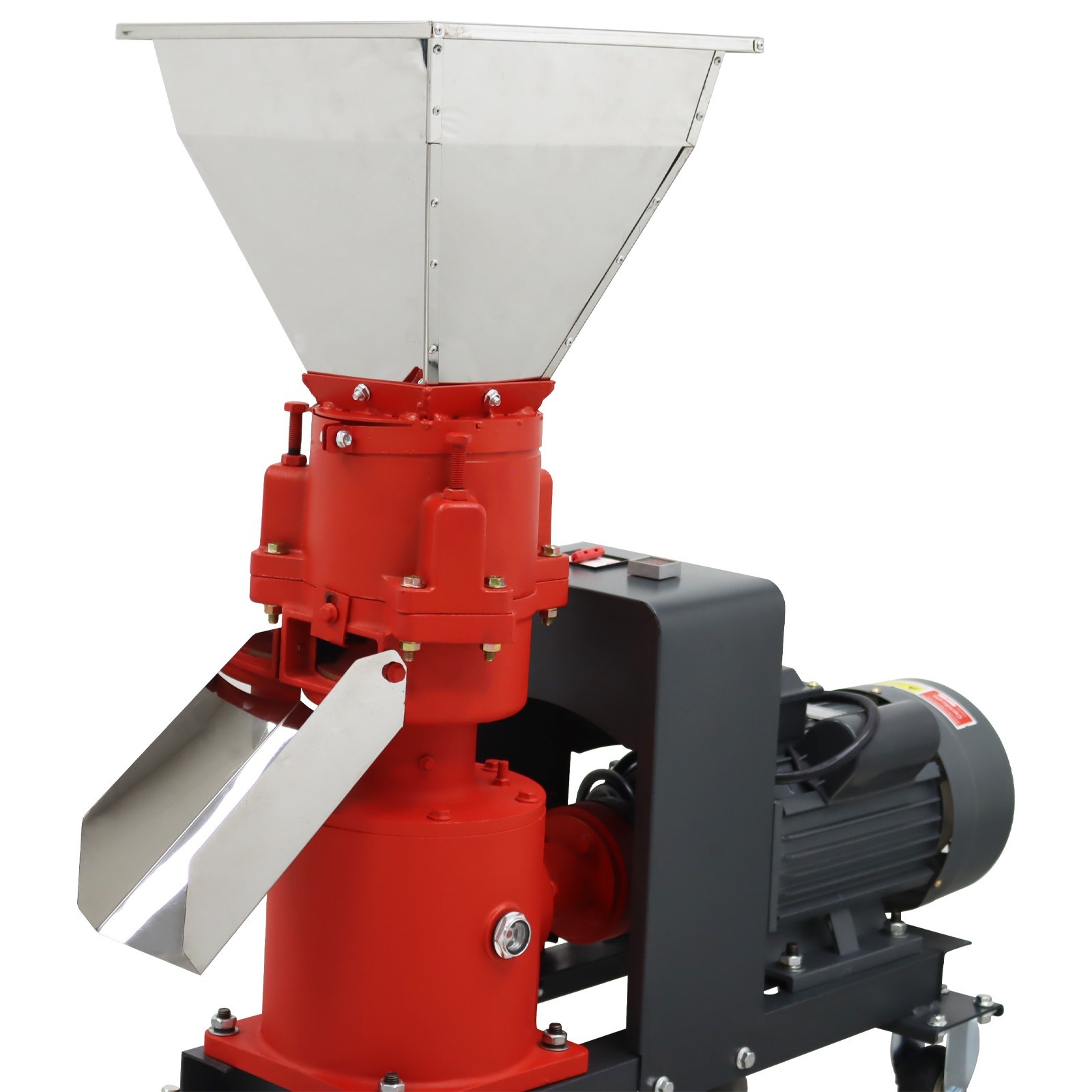 6mm Sheep/Pig Feed Pellet Mill Machine with Stainless Square Hopper 3Roller 220V