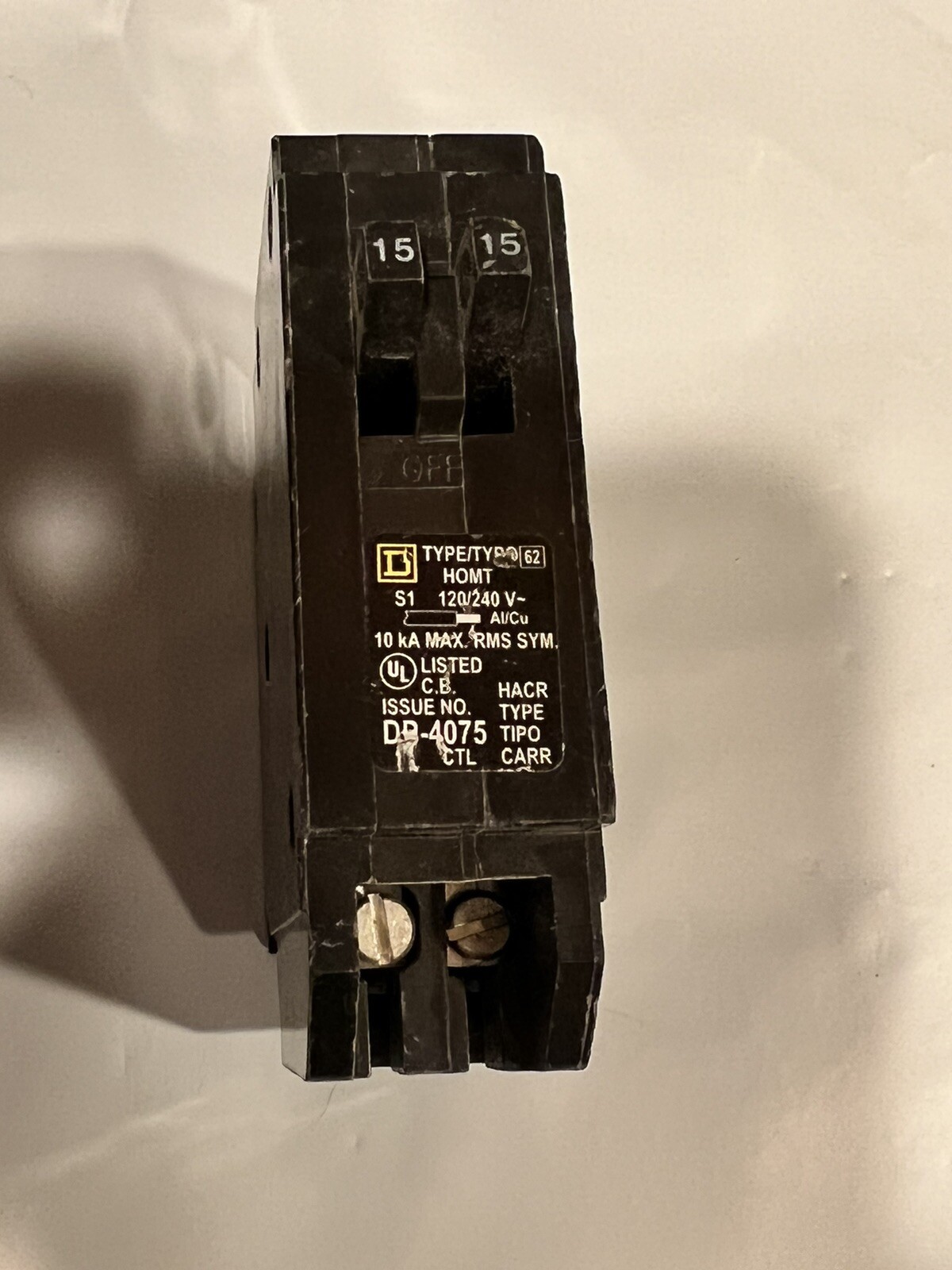 Square D-Homeline HOMT1515 15 Amp Twin / Tandem Type HOMT HACR Circuit Breaker