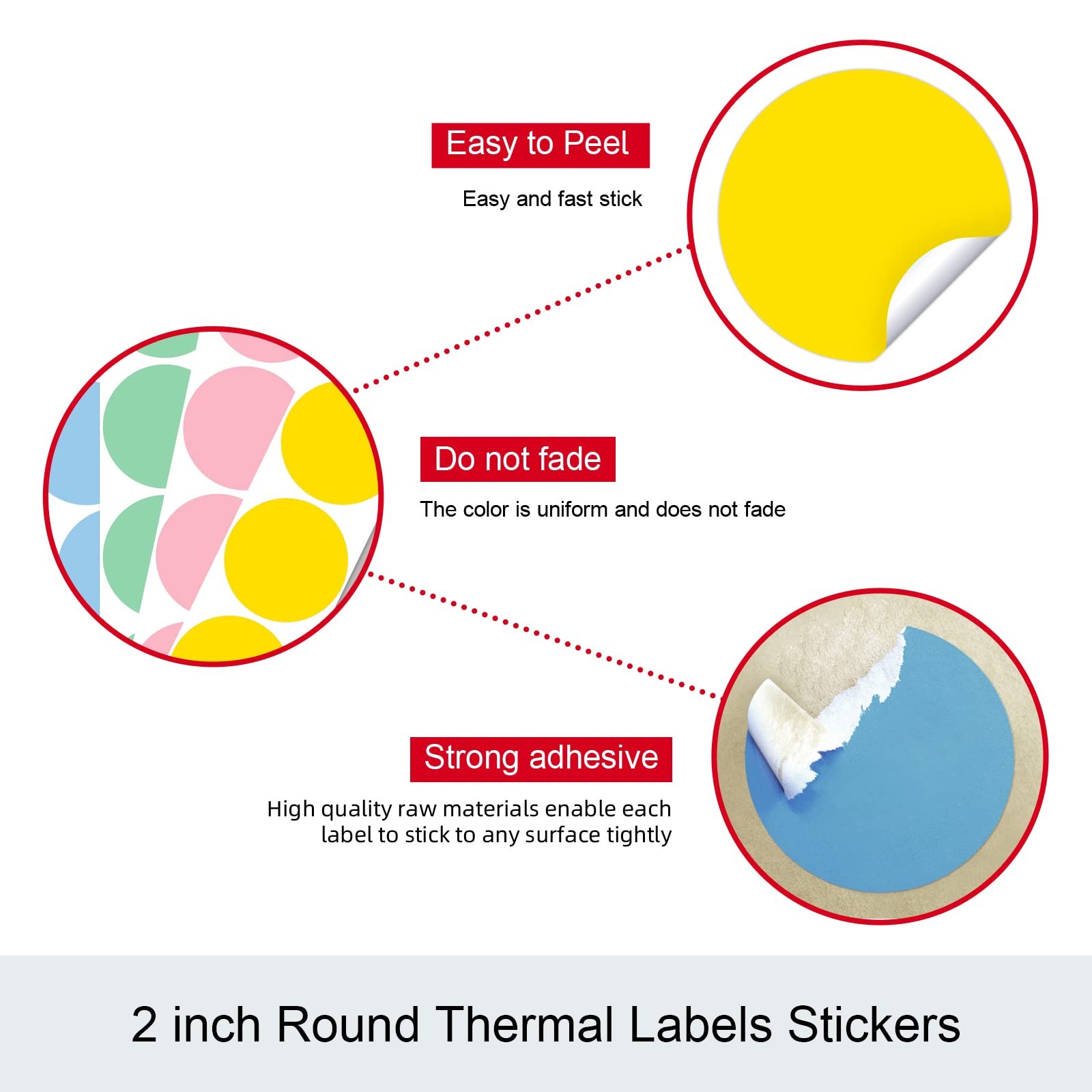 750 White Circle Direct Thermal Labels for Zebra, Rollo, MUNBYN Printers