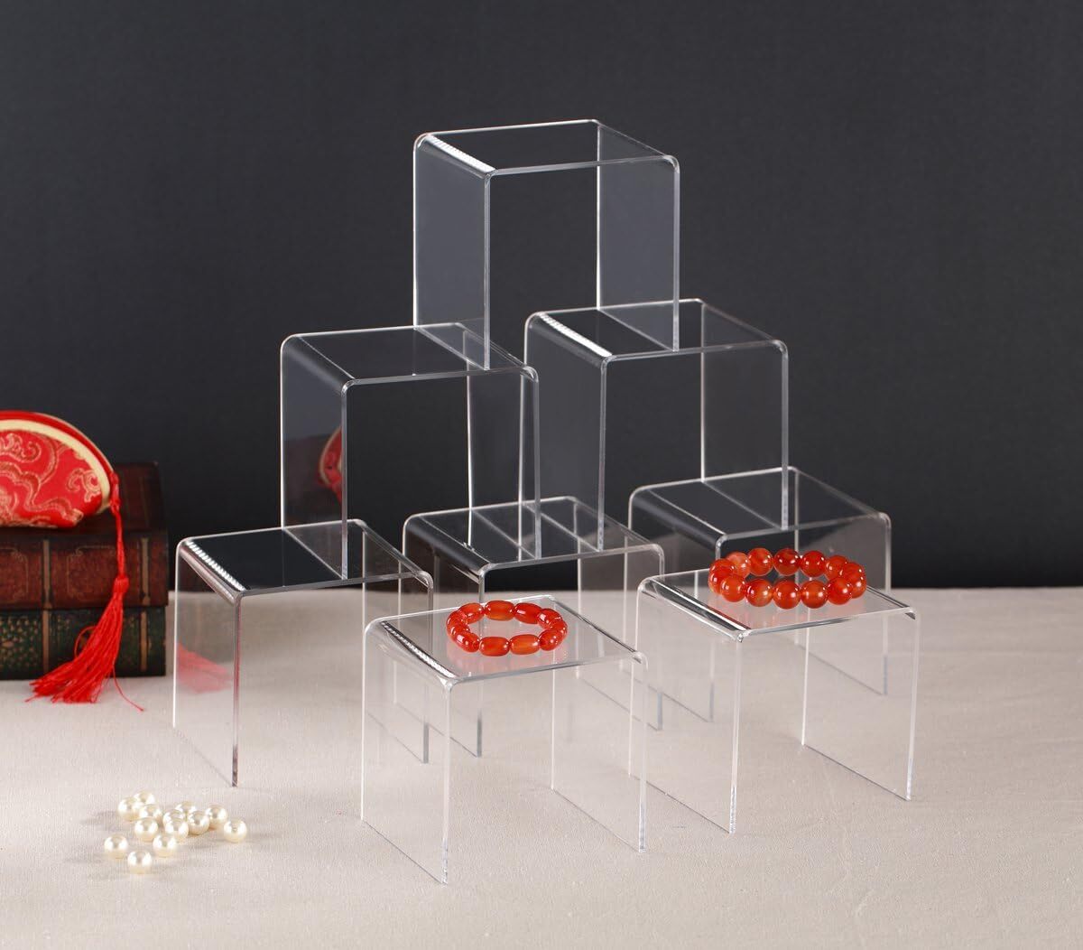 Clear Acrylic Riser Stand Lot Of 8 4x4x4 Inches