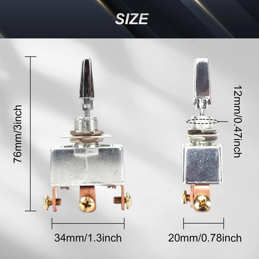 Heavy Duty Toggle Switch 3 Way DC 12V 50A Self-Locking ON/Off/ON 3 Position US