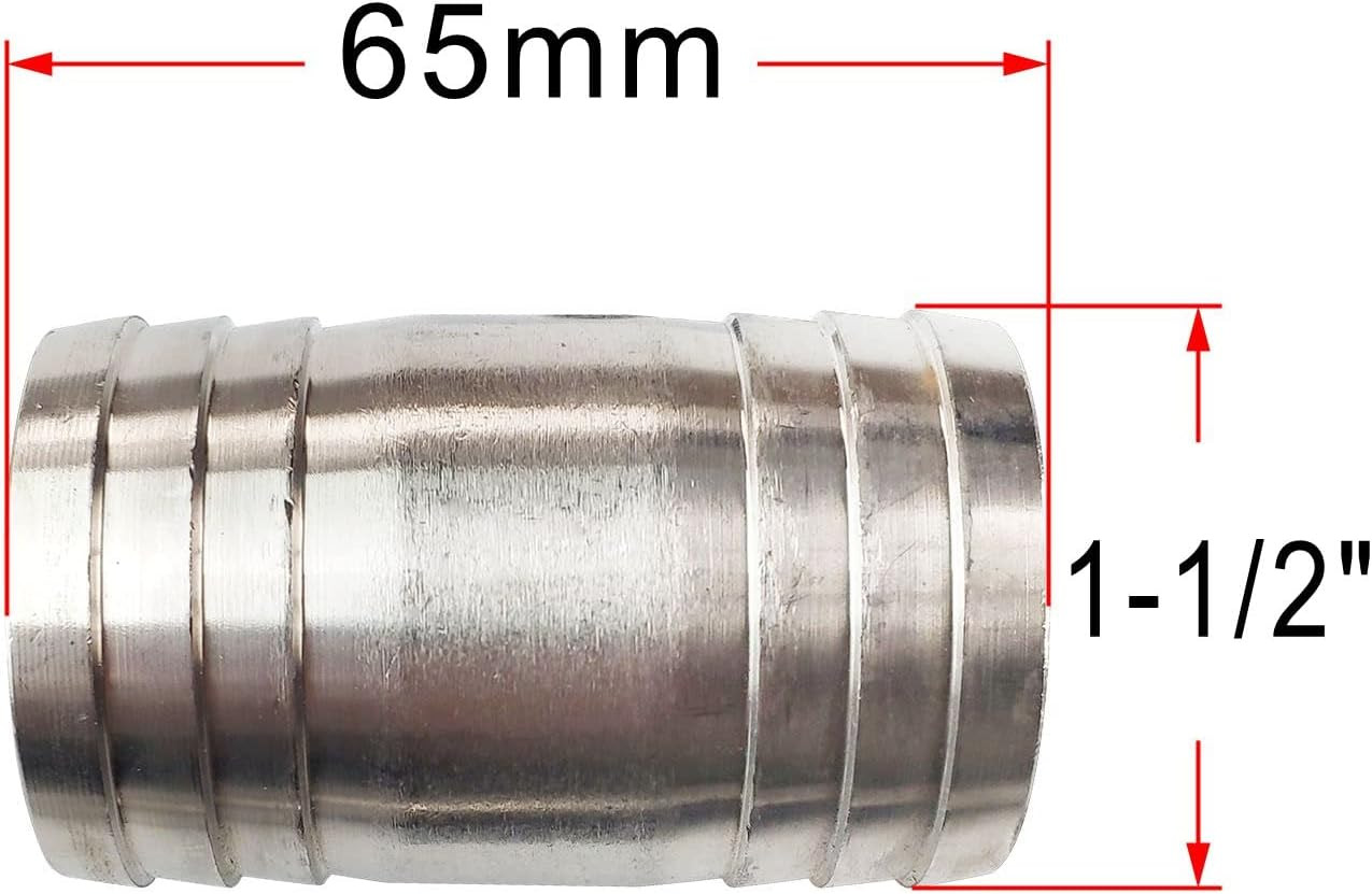 1-1/2″ Stainless Steel Hose Barb Fitting Straight Shape Barbed Splicer Mender…