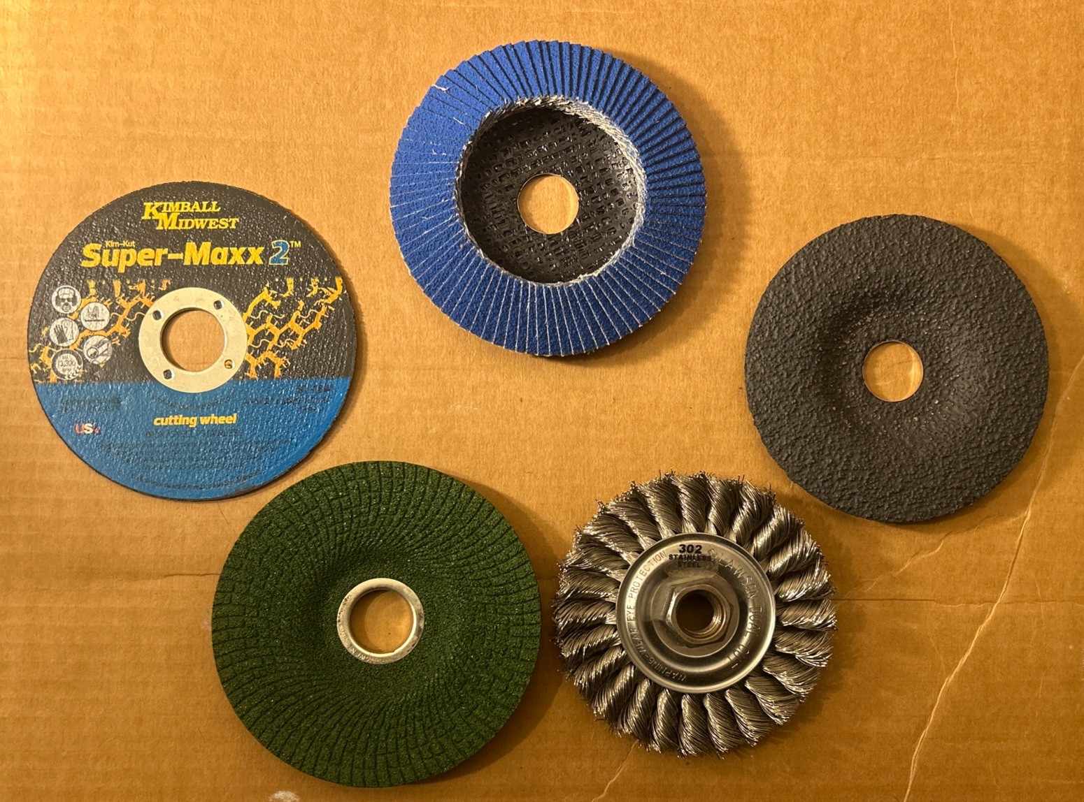 Lot of 5 Angle Grinder Attachments – Cut Off Wheel, Grinders, Wire Wheel – 4.5”