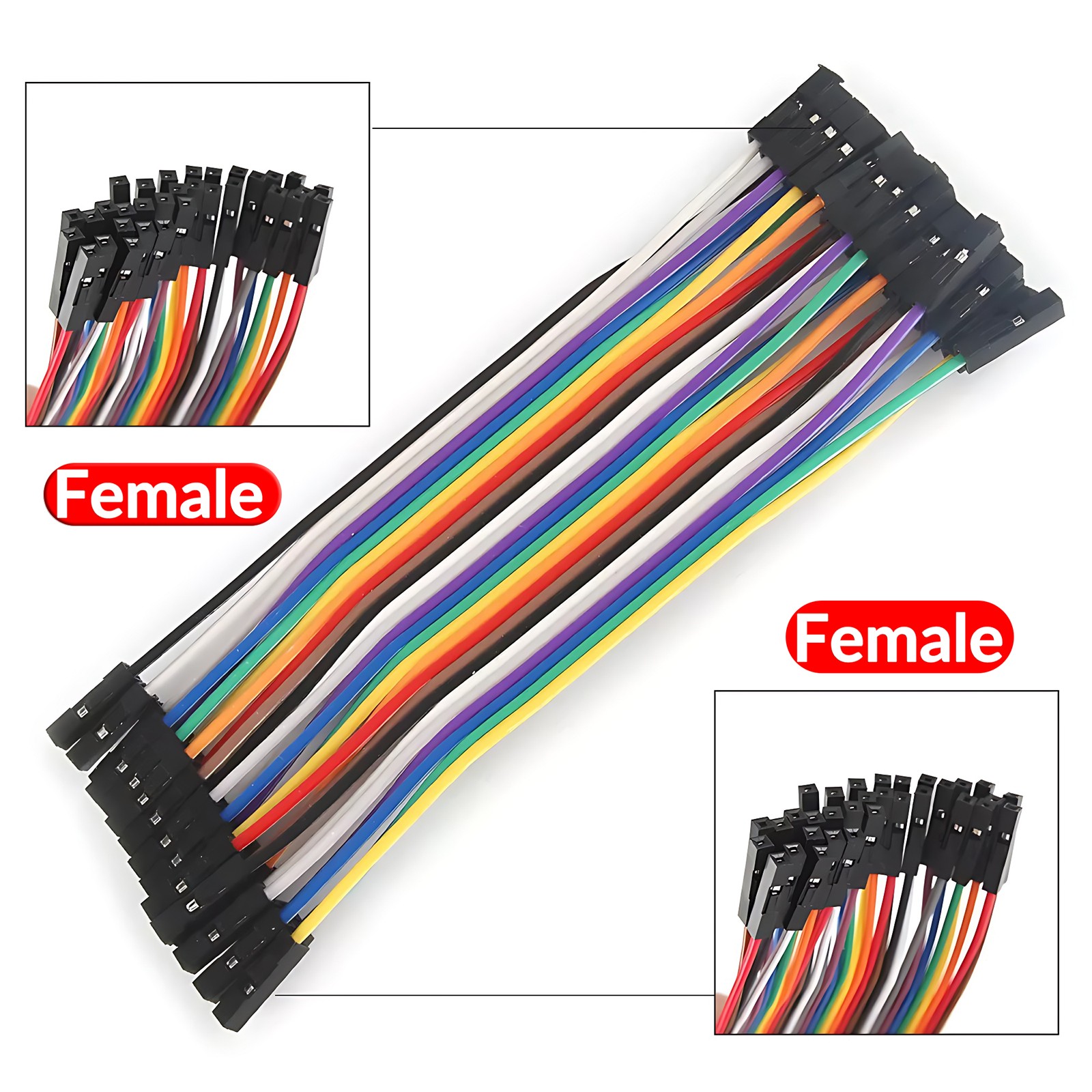 40PCS DUPONT JUMP WIRE M-F M-M F-F JUMPER BREADBOARD CABLE LEAD RIBBON 10CM-40CM