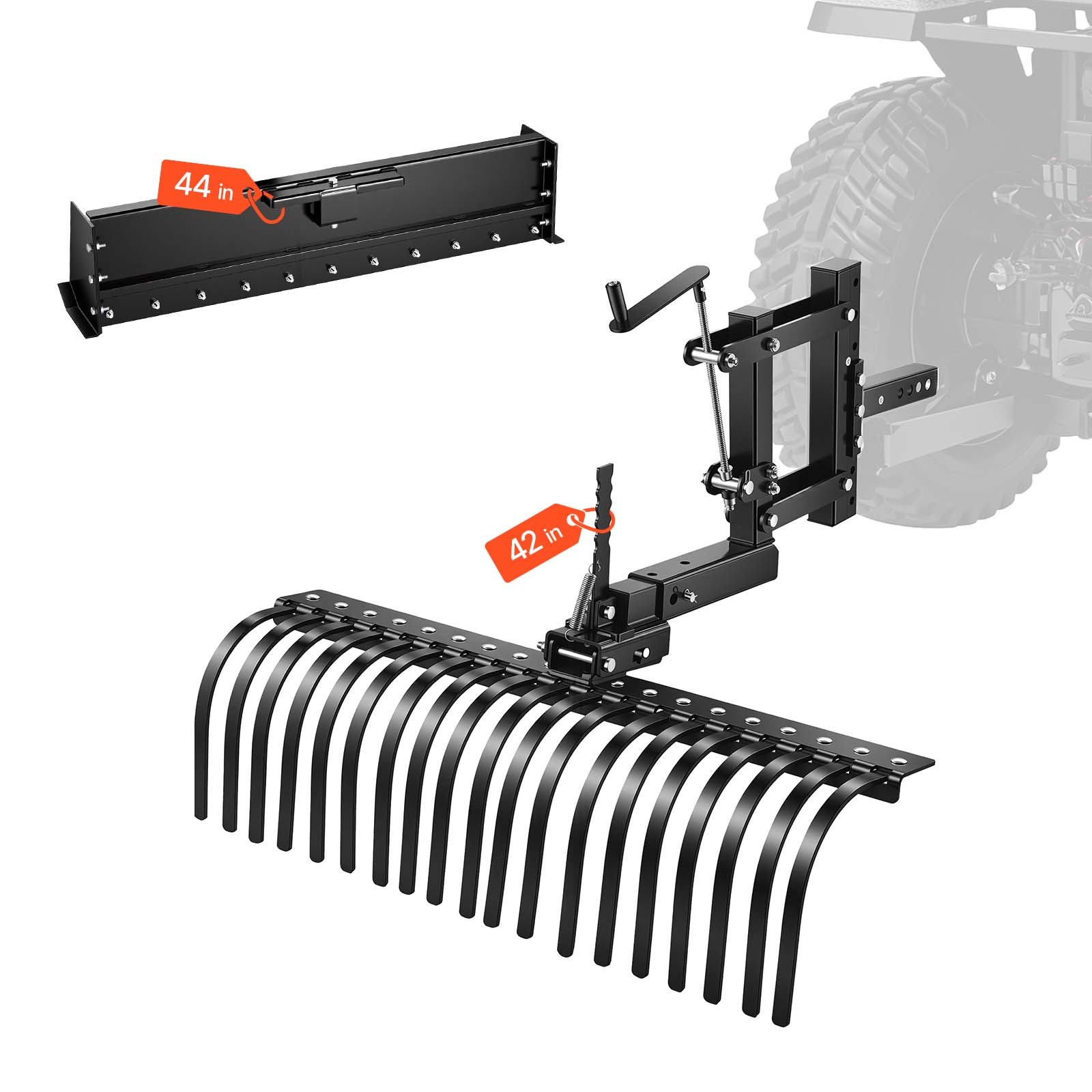 VEVOR 42 in 3-Point Tow Behind Landscape Rake with Blade Fit Category 1 Tractor