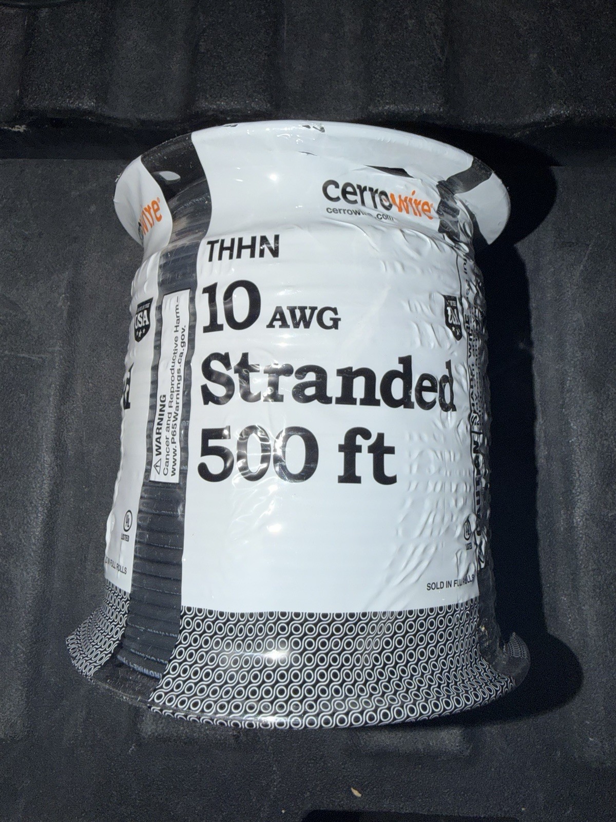 Cerrowire 10 AWG Stranded Copper Machine Tool Wire, Black, 500 ft