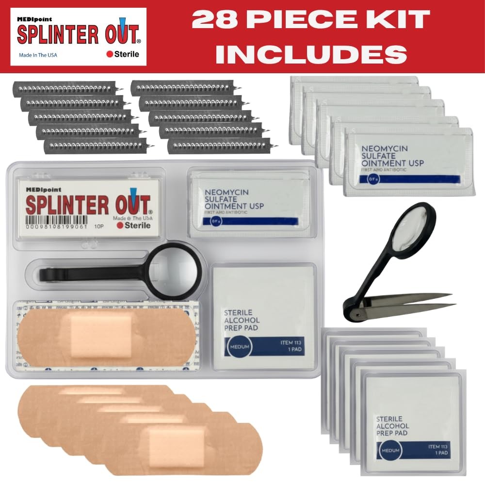 Splinter Out 28-Piece First Aid Kit – Includes 10 28 Piece Set, Blue