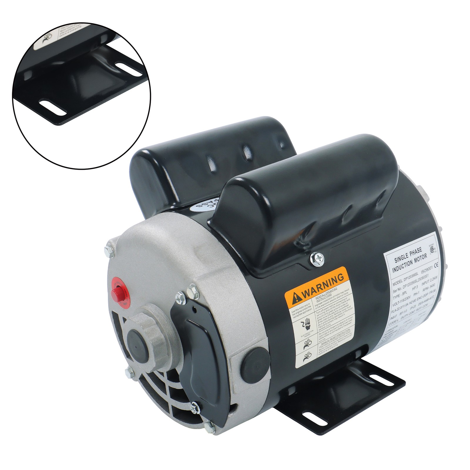 3 HP 3450RPM Electric Motor Compressor Duty 56 Frame 1Phase 115-230V 5/8″ Shaft
